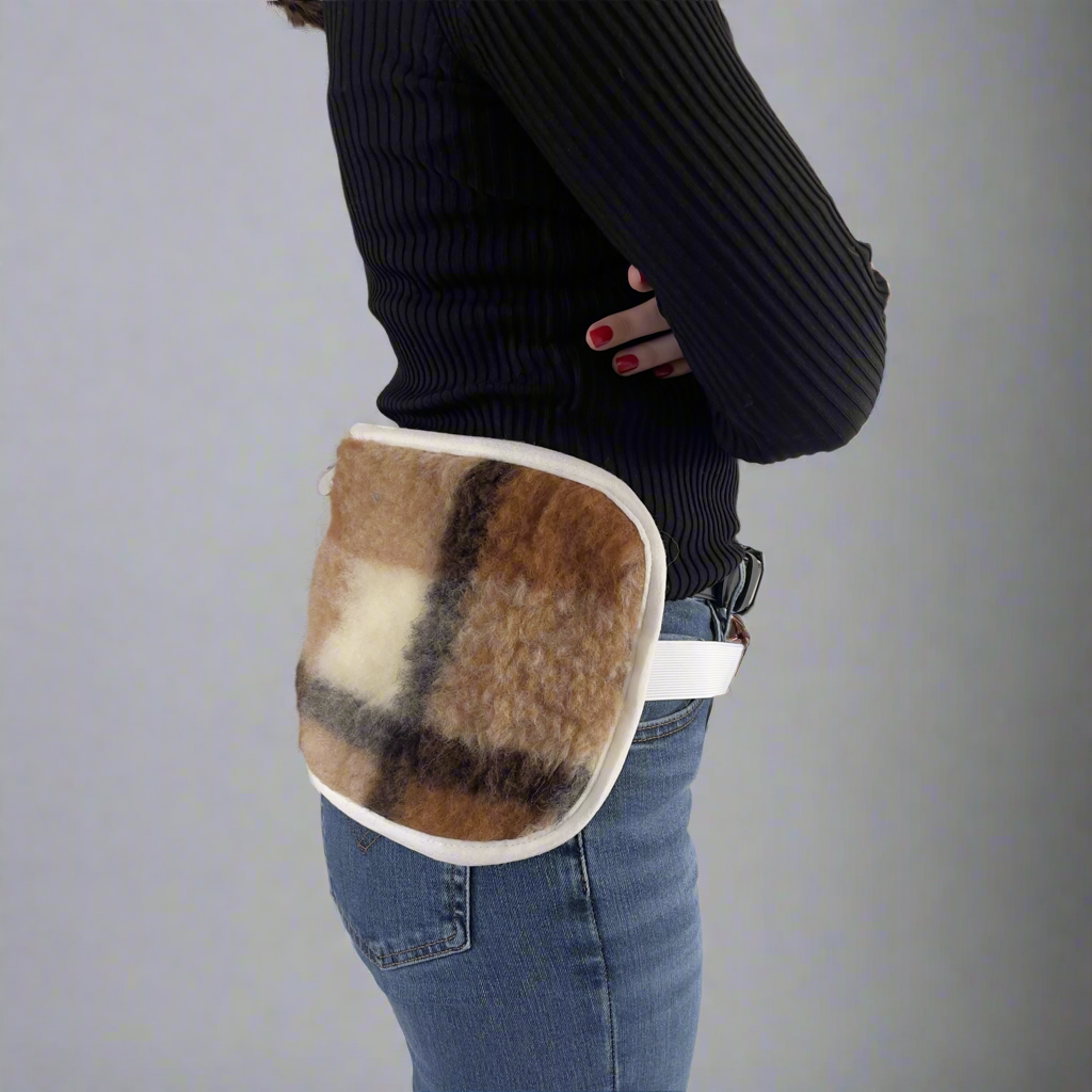 Nierenwärmer aus Wolle - 25x75 cm - groß - braun kariert