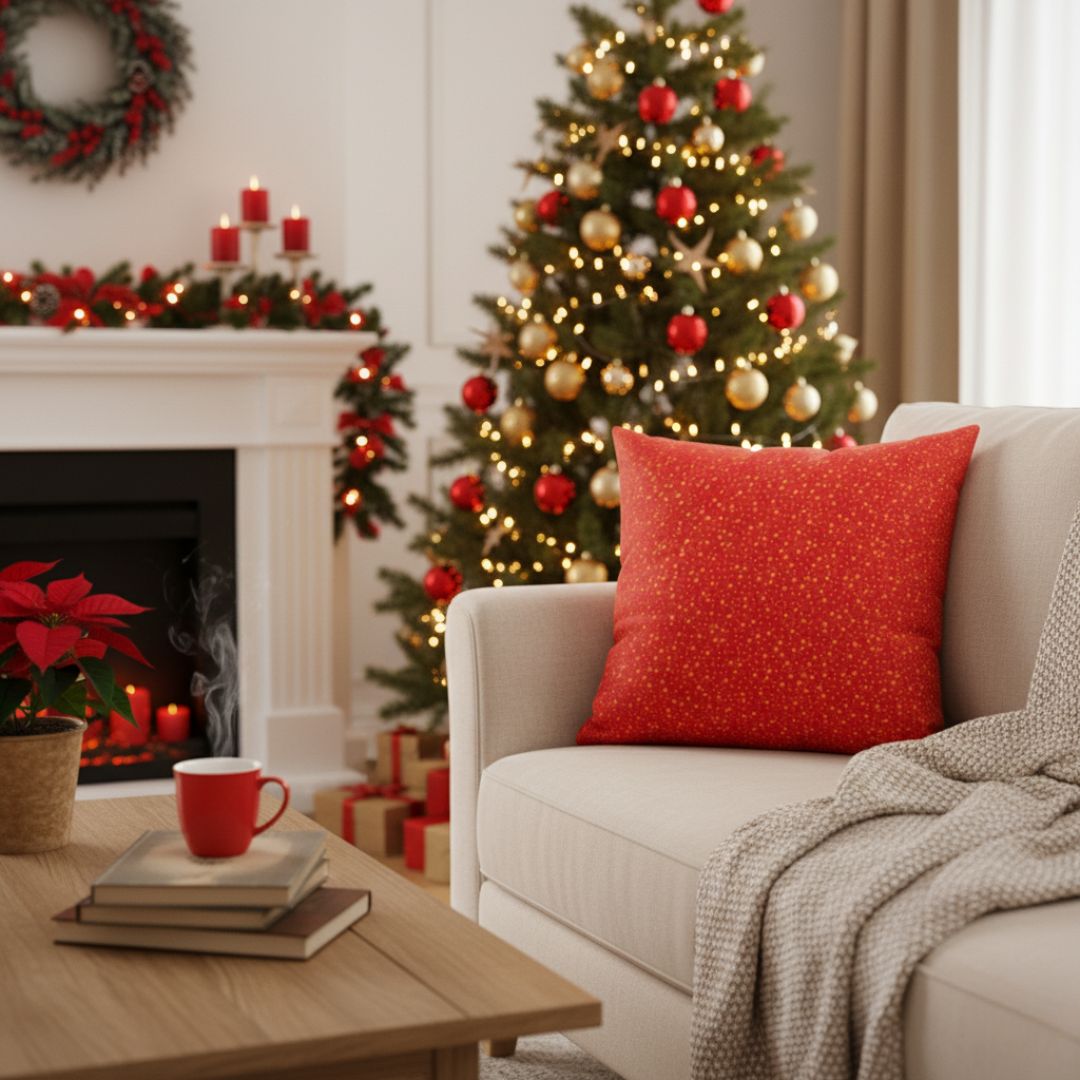 Red star zippered pillow with insert