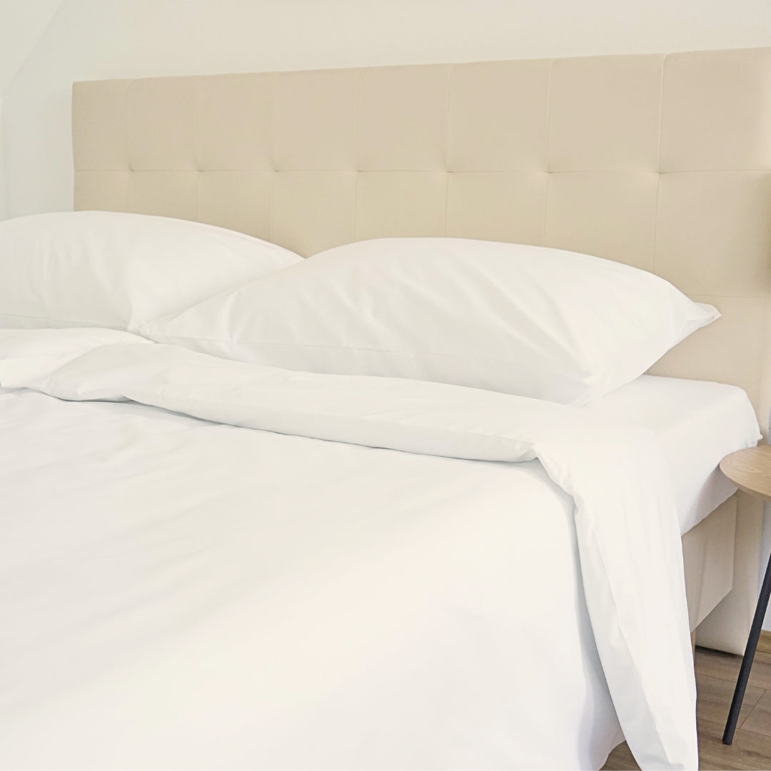 Hotel-Bettlaken aus Baumwollleinen – 50 % Baumwolle – 50 % PE – zum Umklappen – 2er-Set – 142 g/m2 – verpackt