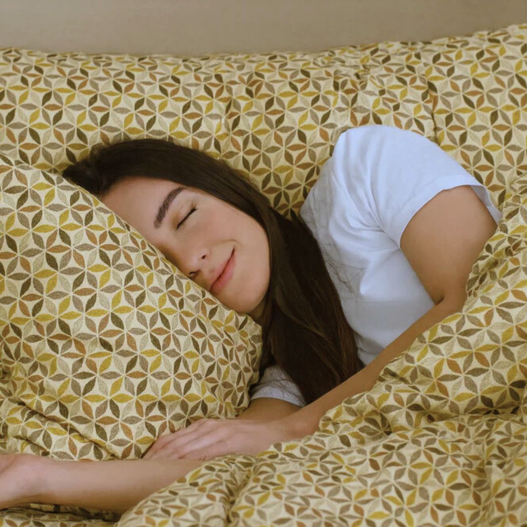 Cotton bed sheet set - 3 pcs - Brown geometric pattern