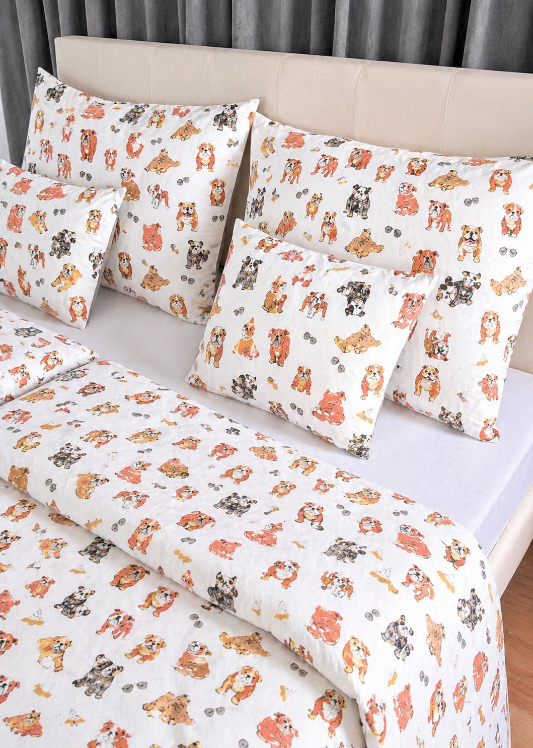 Cotton bed linen set - Blue circles