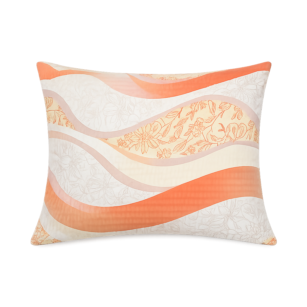 Crepe bed linen set of 3 - Khaki wave pattern