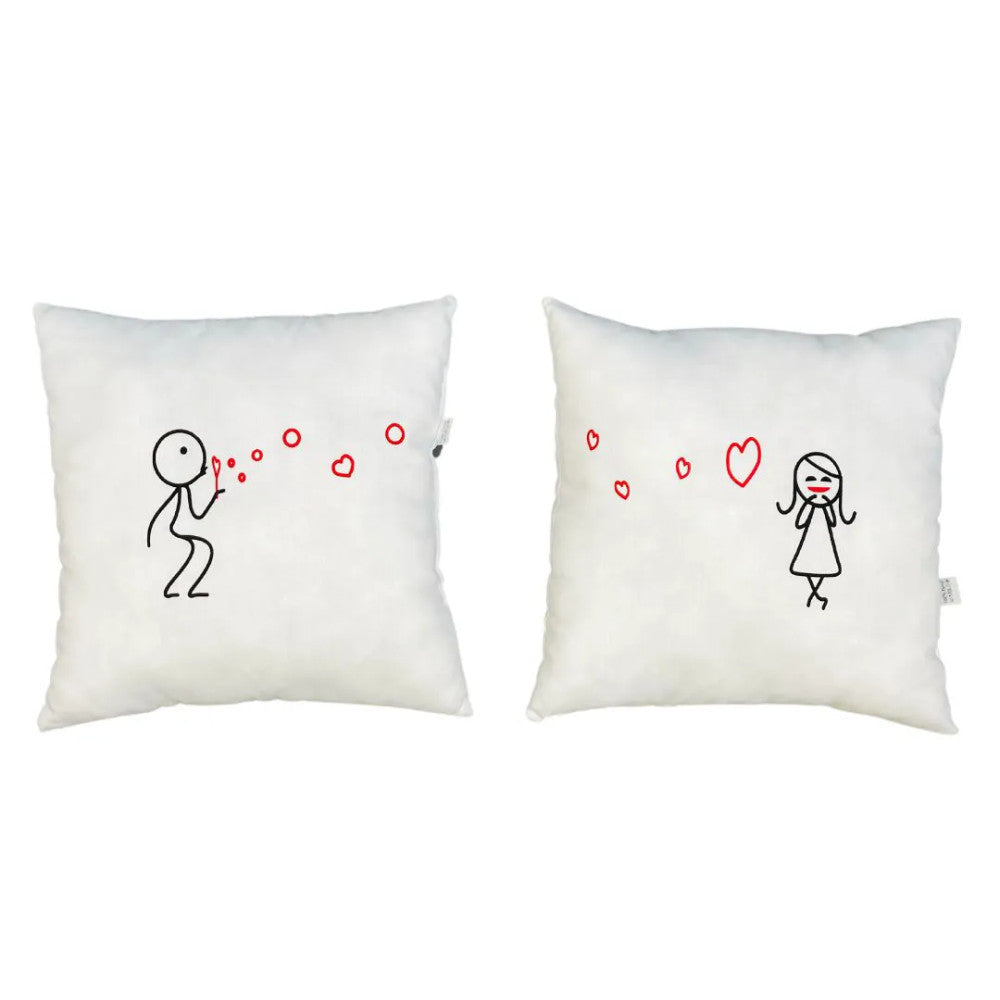 Heart sends heart pair of decorative pillows - microfiber