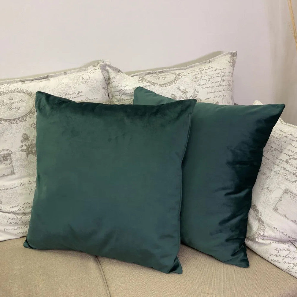 Moosgrünes Dekokissen aus Samt - mit Einlage - 2er-Set - 45x45 cm