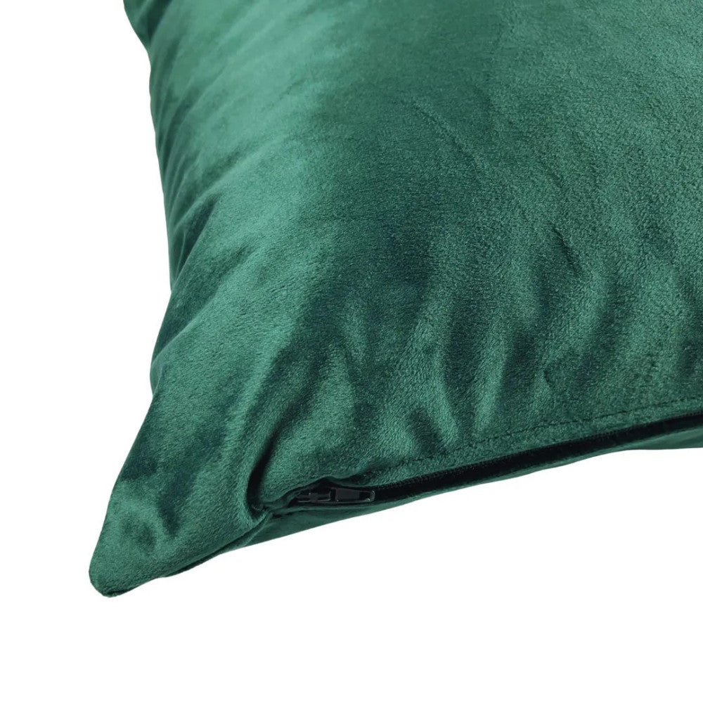 Moss green velvet rectangular decorative pillow - with insert - 30x60 cm