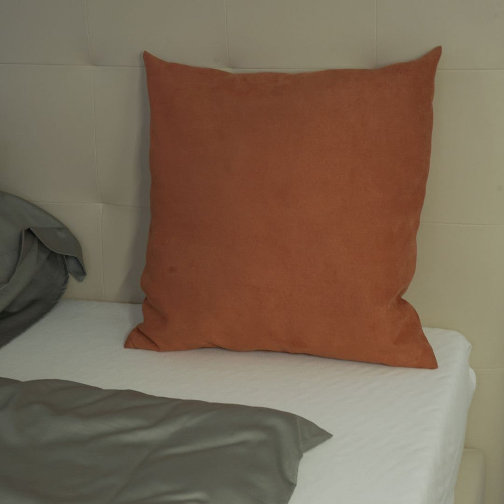 Salmon suede decorative cushion - with insert - 50x50 cm