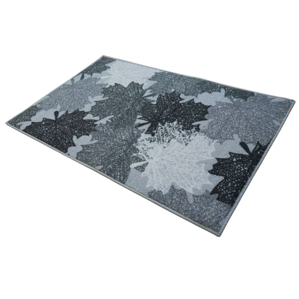 Lábtörlő - Levél mintás - Szürke