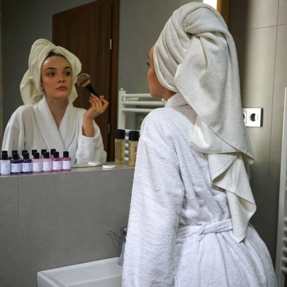 Hotel fehér frottír sálgalléros köntös - 400 gr/m2