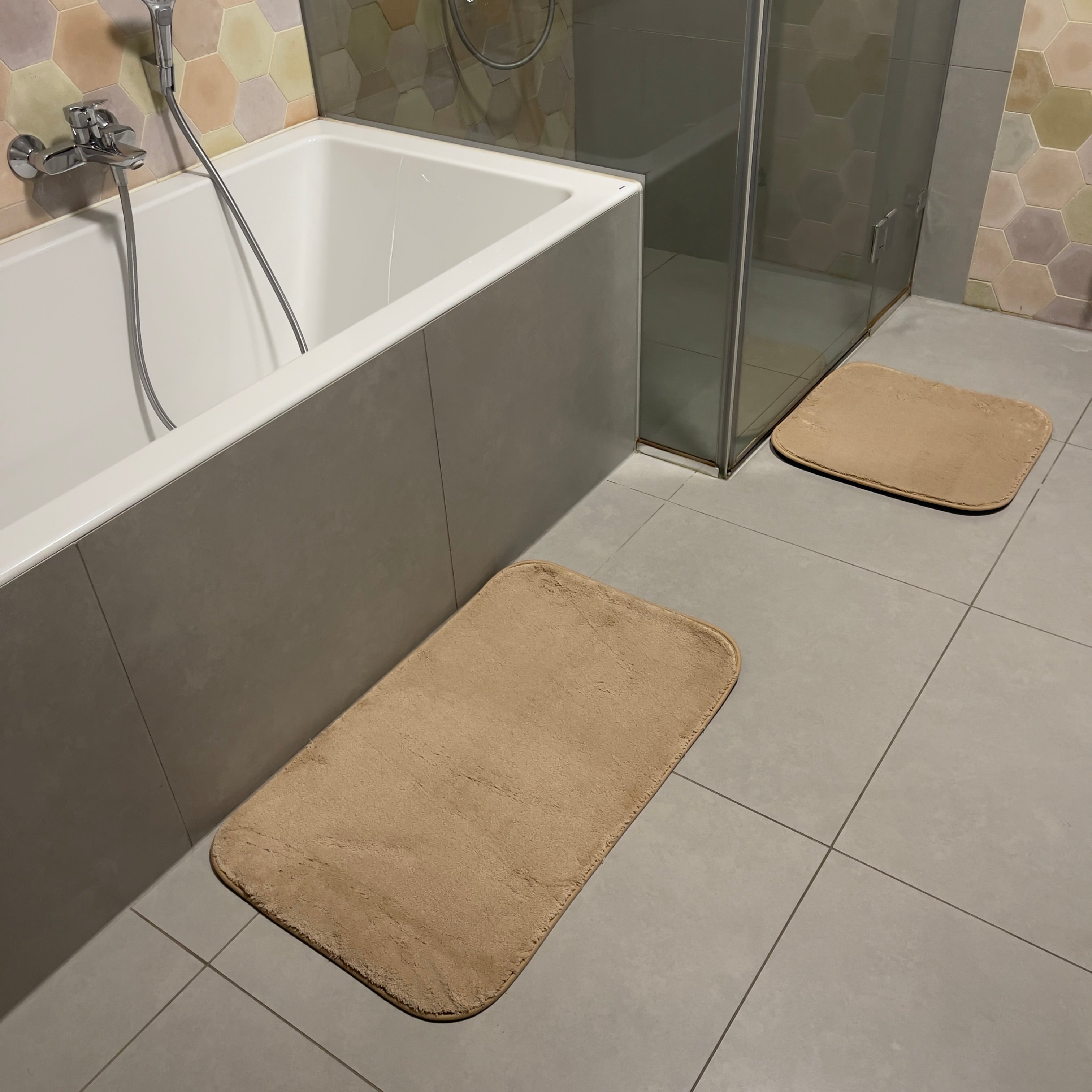 Beiges Badezimmerteppich-Set - 2-teilig - 50x80, 40x50 cm