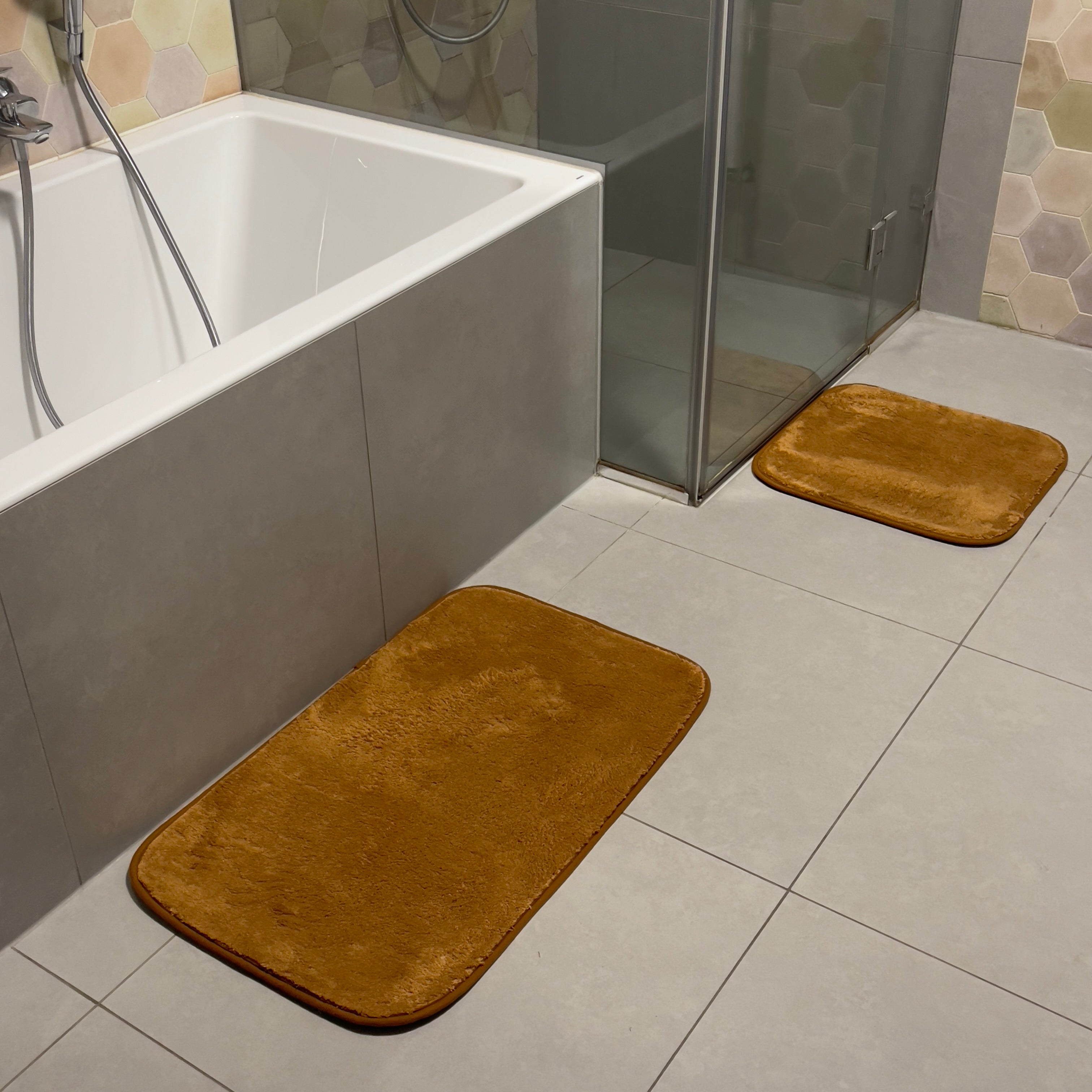 Brown bathroom rug set - 2 pieces - 50x80, 40x50 cm