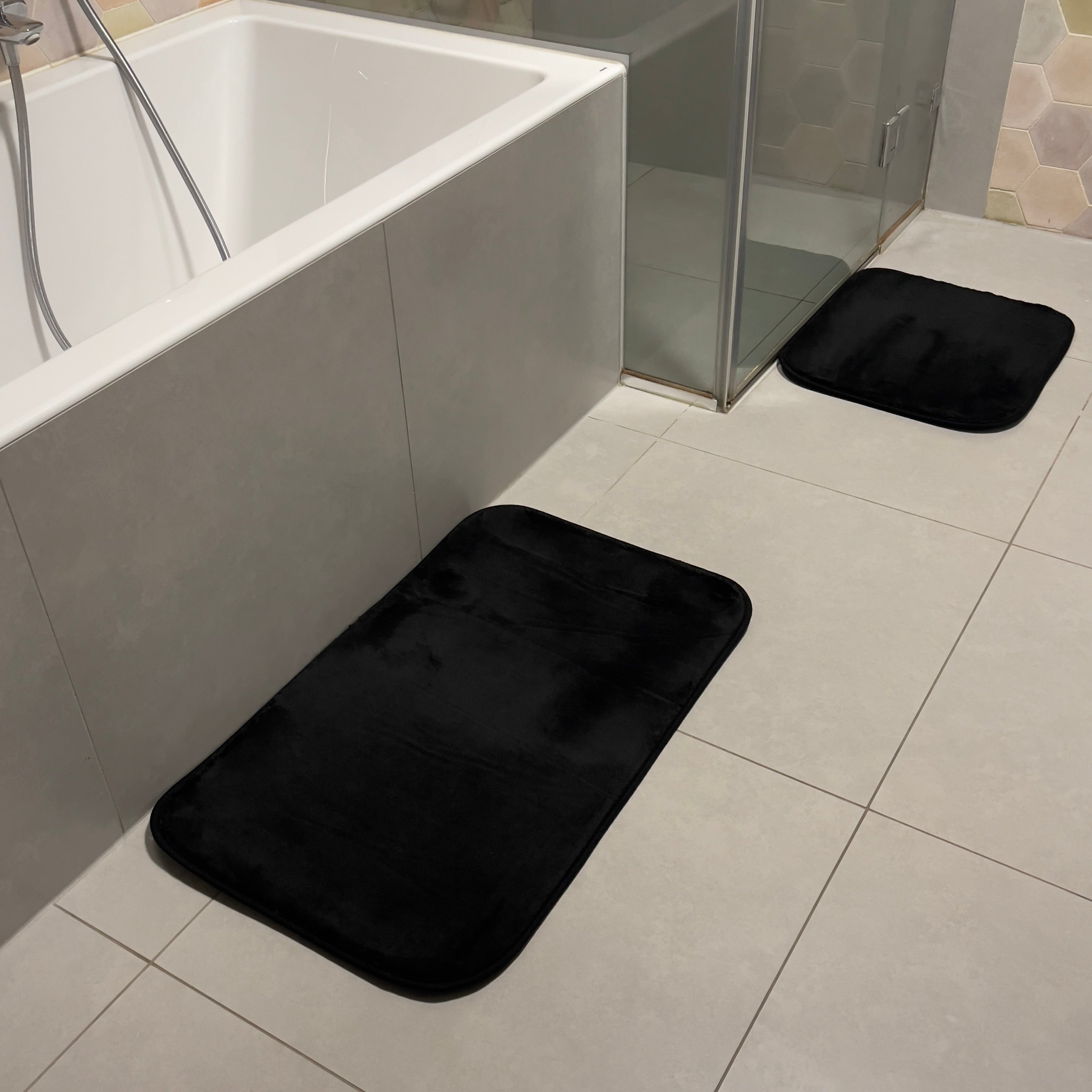 Black bathroom rug set - 2 pieces - 50x80, 40x50 cm