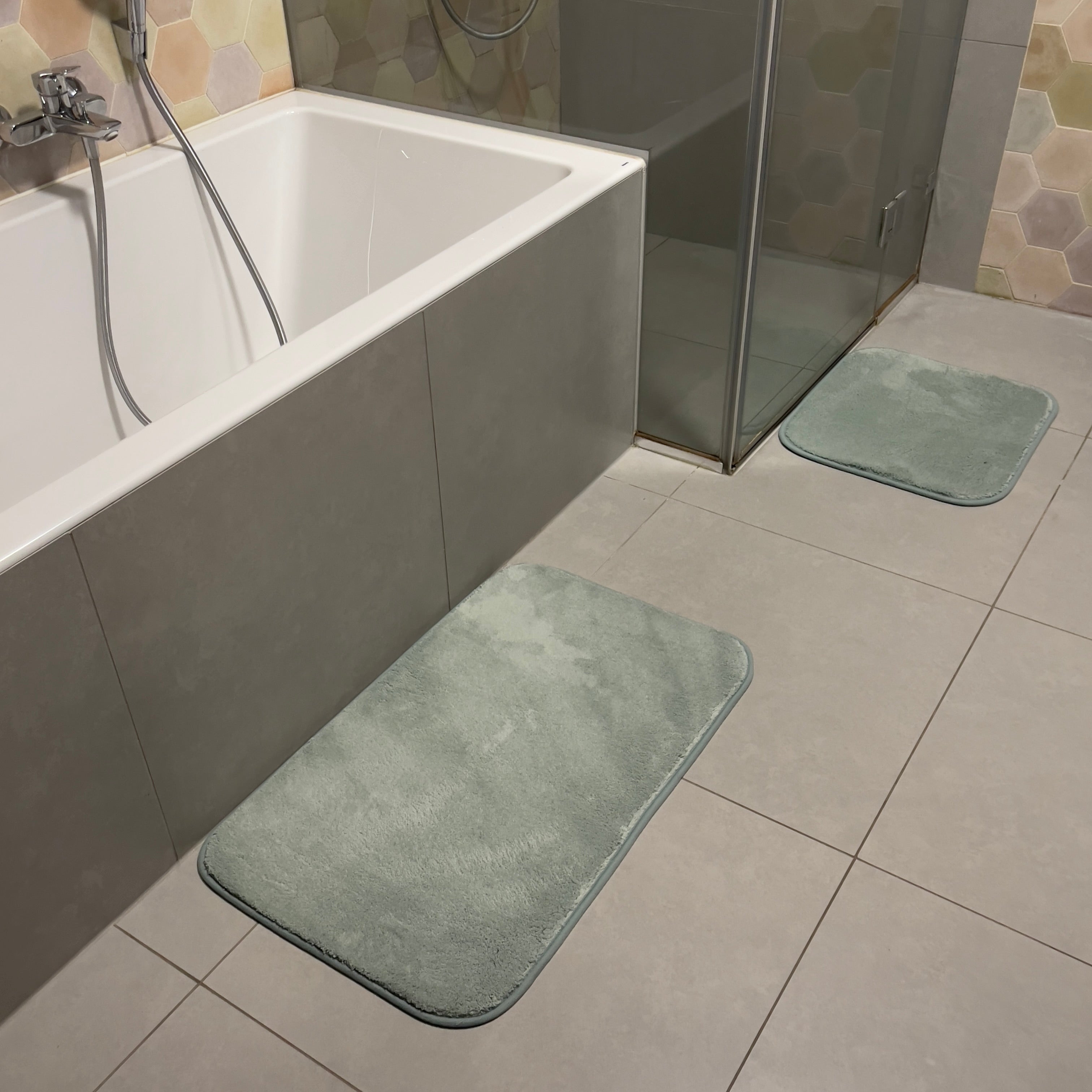 Mint bathroom rug set - 2 pieces - 50x80, 40x50 cm