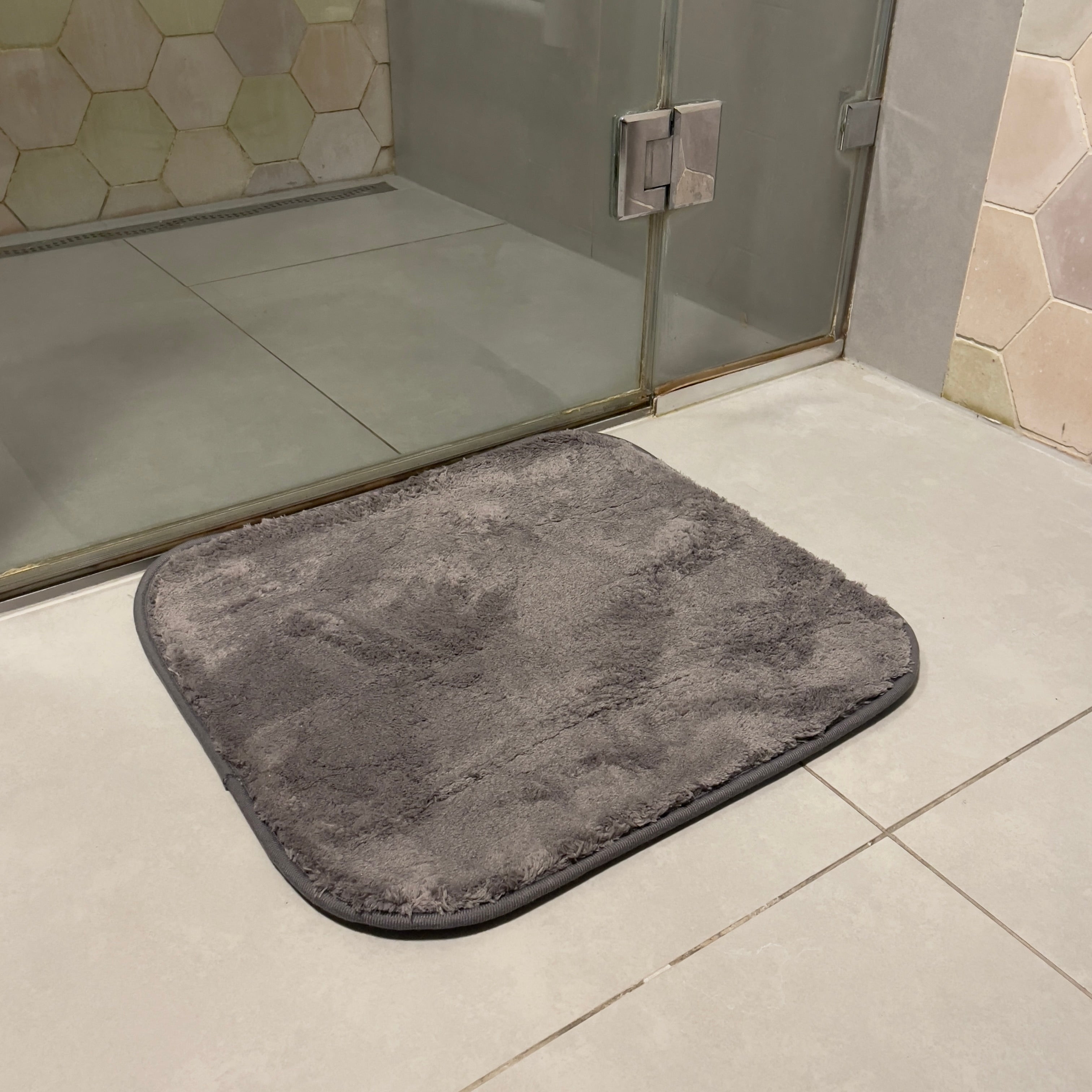Graphite gray bathroom rug set - 2 pieces - 50x80, 40x50 cm