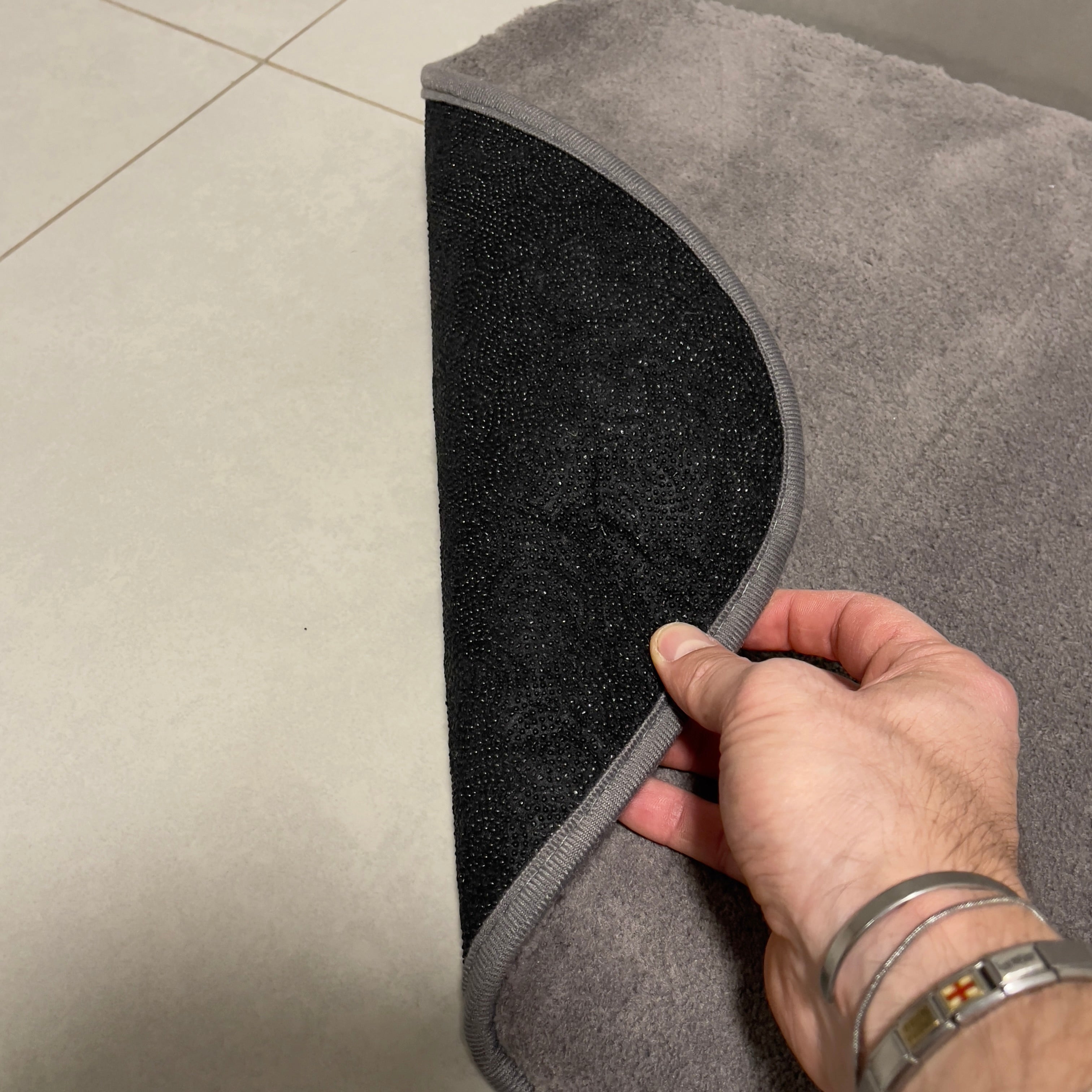 Graphite gray bathroom rug set - 2 pieces - 50x80, 40x50 cm