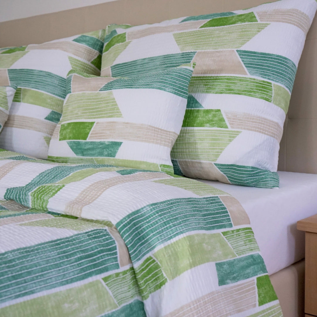 Krepp ágyneműhuzat garnitúra - Zöld mintás