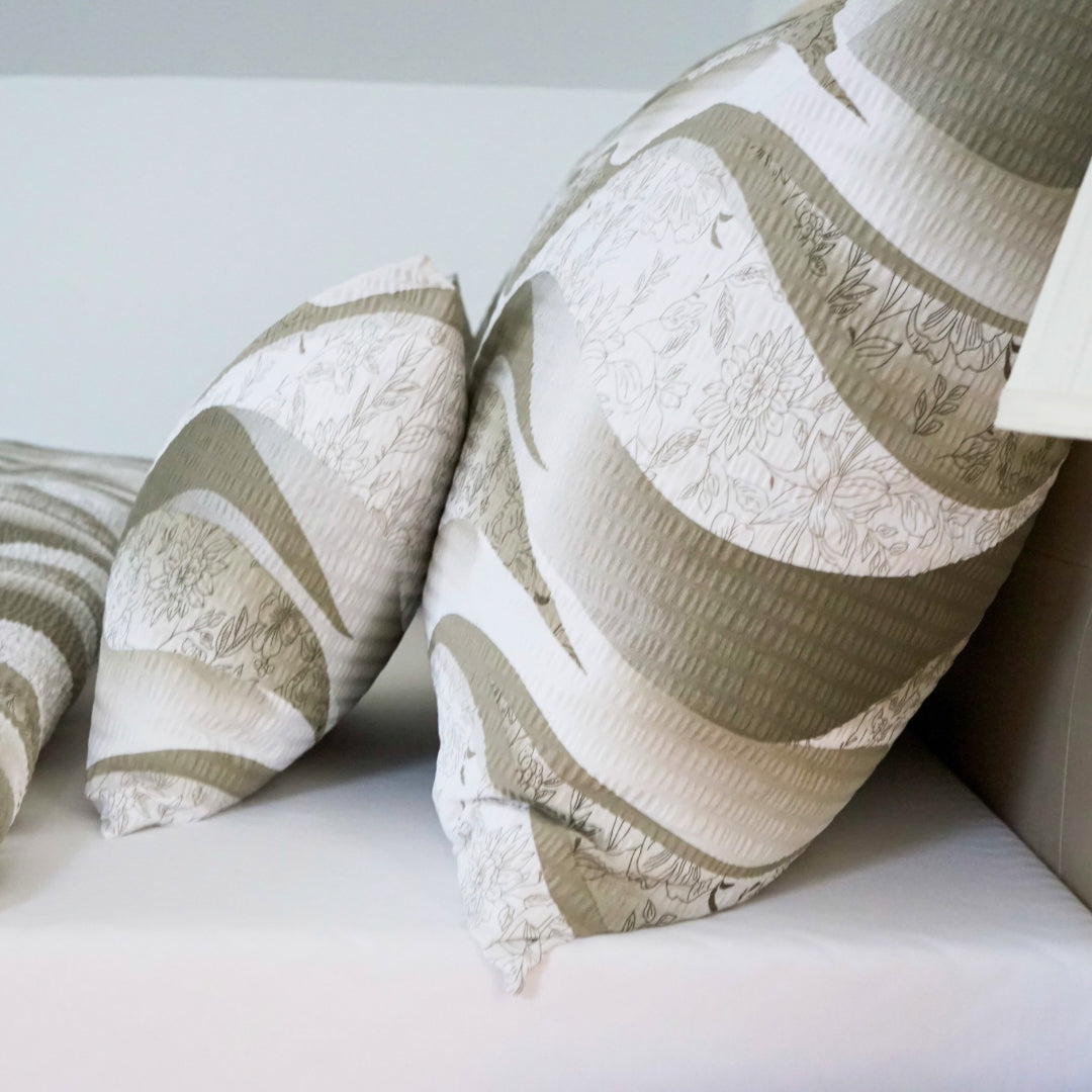 Krepp-Bettwäsche 3er-Set - Braunes Wellenmuster