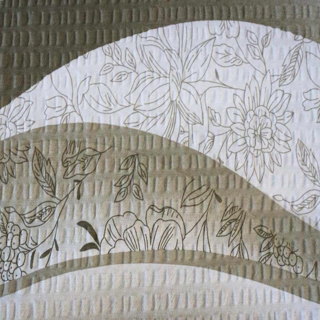 Krepp-Bettwäsche 3er-Set - Braunes Wellenmuster