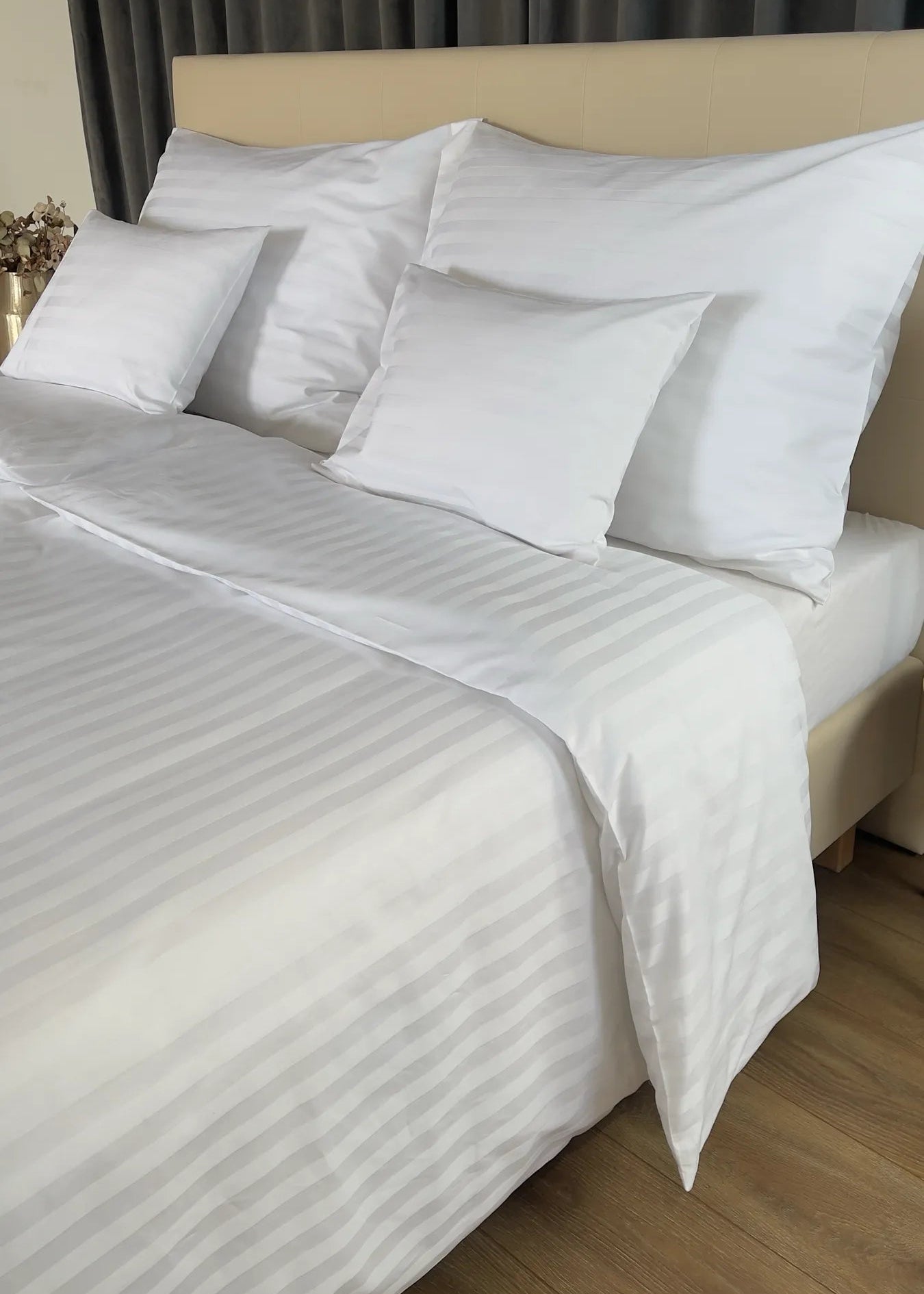 100% Pamut – Prémium Damaszt Szatén Csíkos Ágyneműhuzat 2 cm – Hotel Minőség