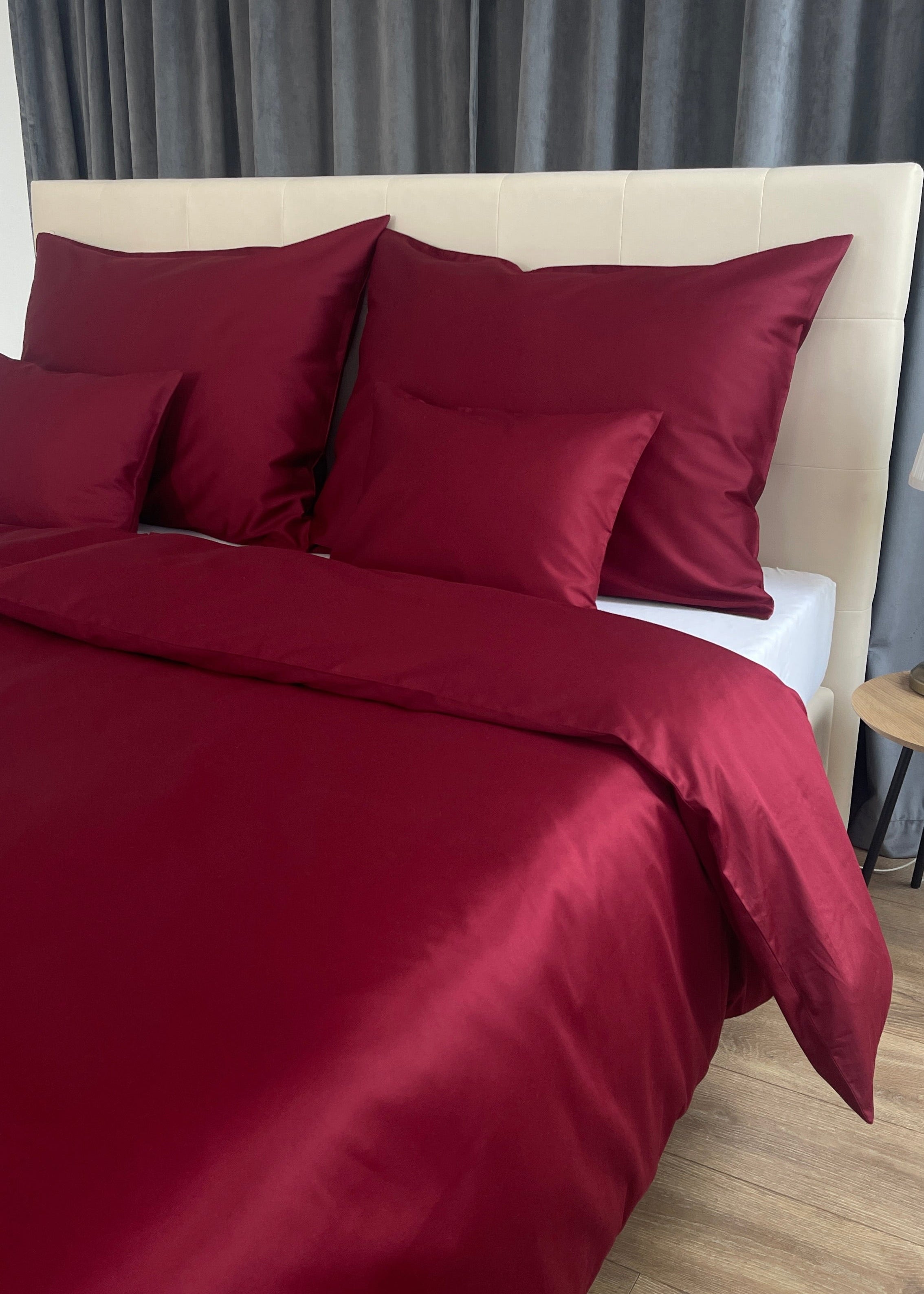 Mintfarbenes, einfarbiges Satin-Bettwäscheset – TC 300