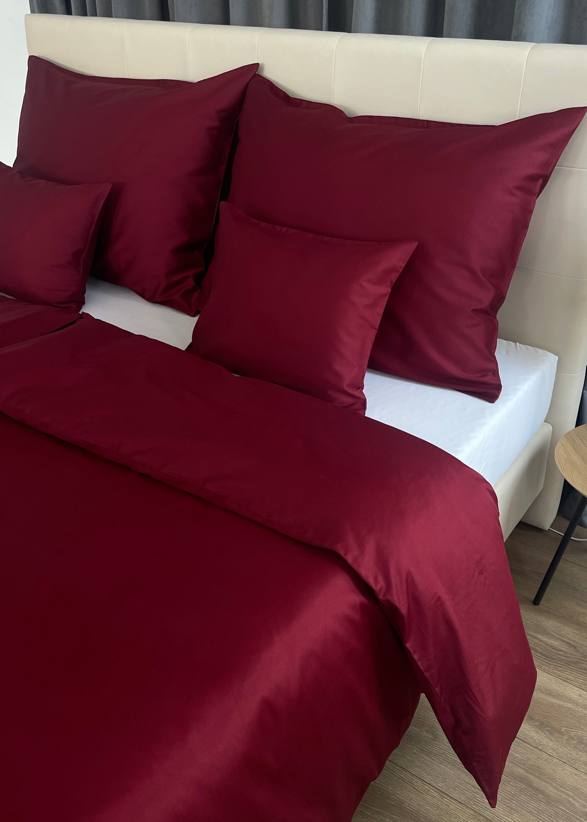 Mintfarbenes, einfarbiges Satin-Bettwäscheset – TC 300