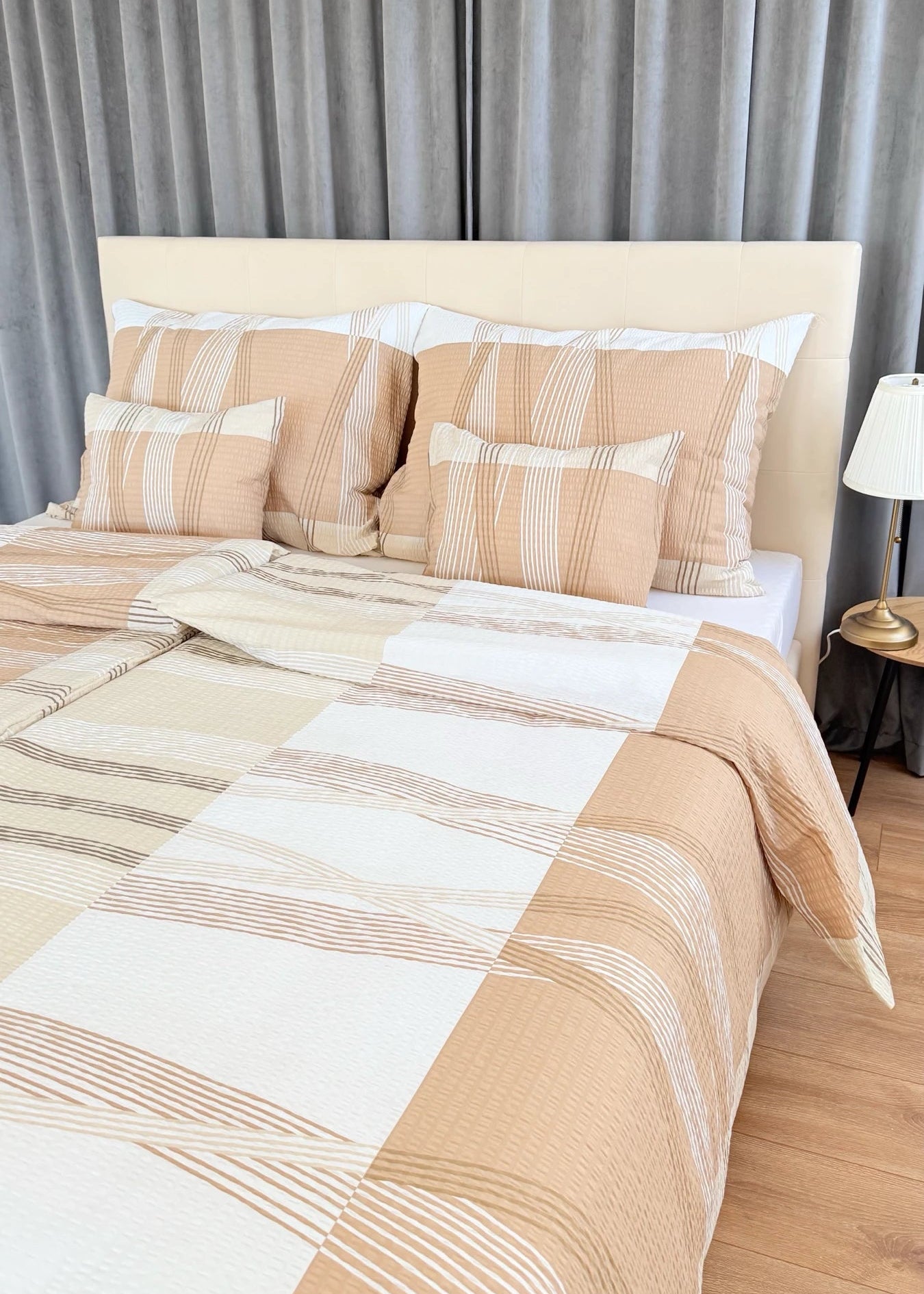 Crepe bed linen set of 3 - Green pattern