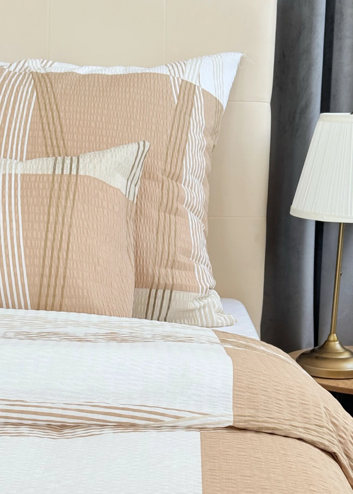 Crepe bed linen set of 3 - Green pattern