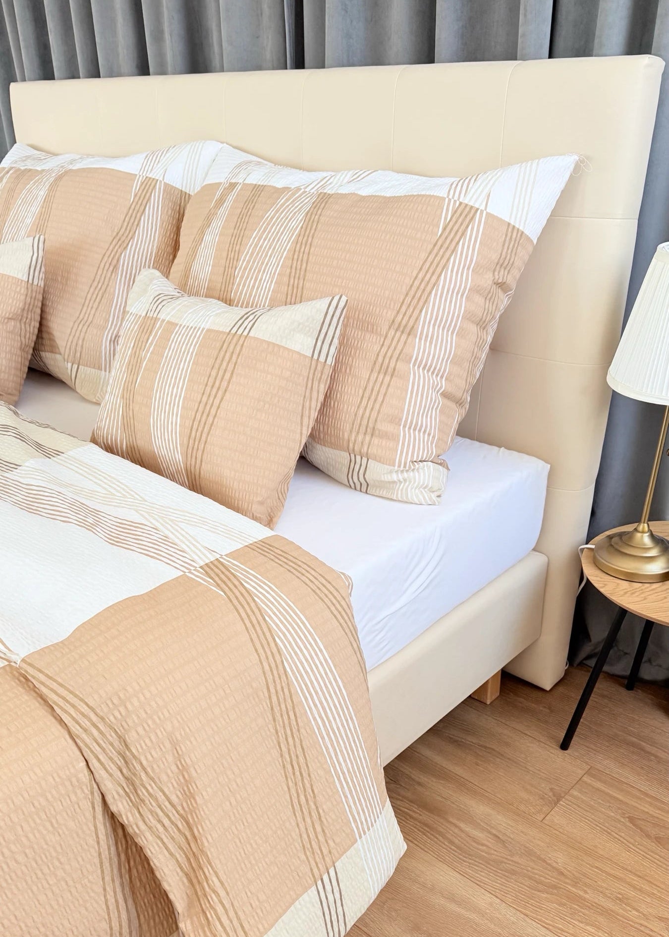 Crepe bed linen set of 3 - Green pattern