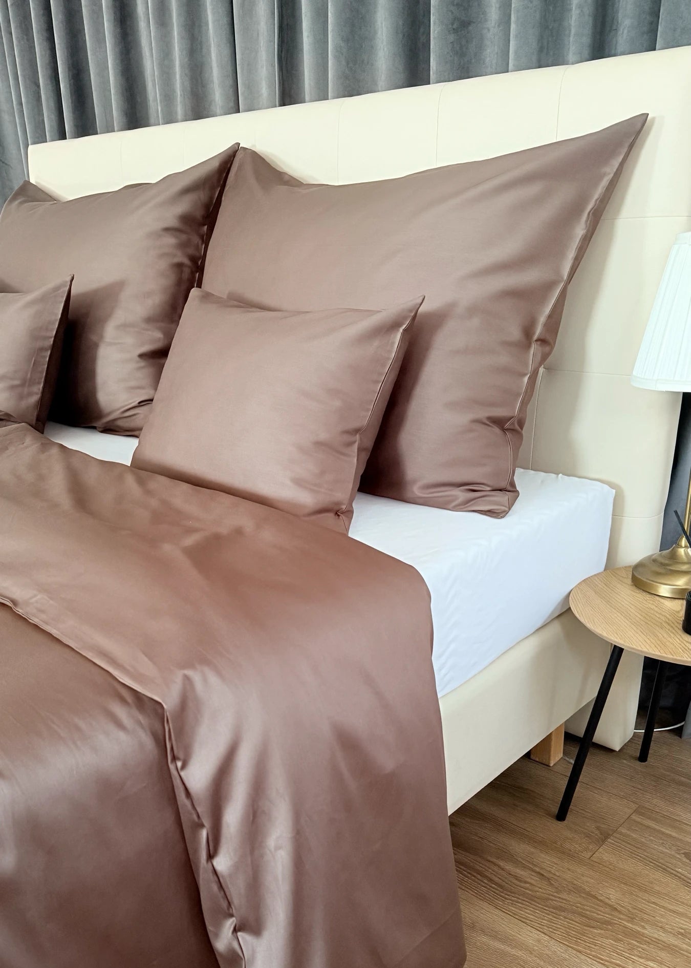 Mint solid satin bed linen set - TC 300