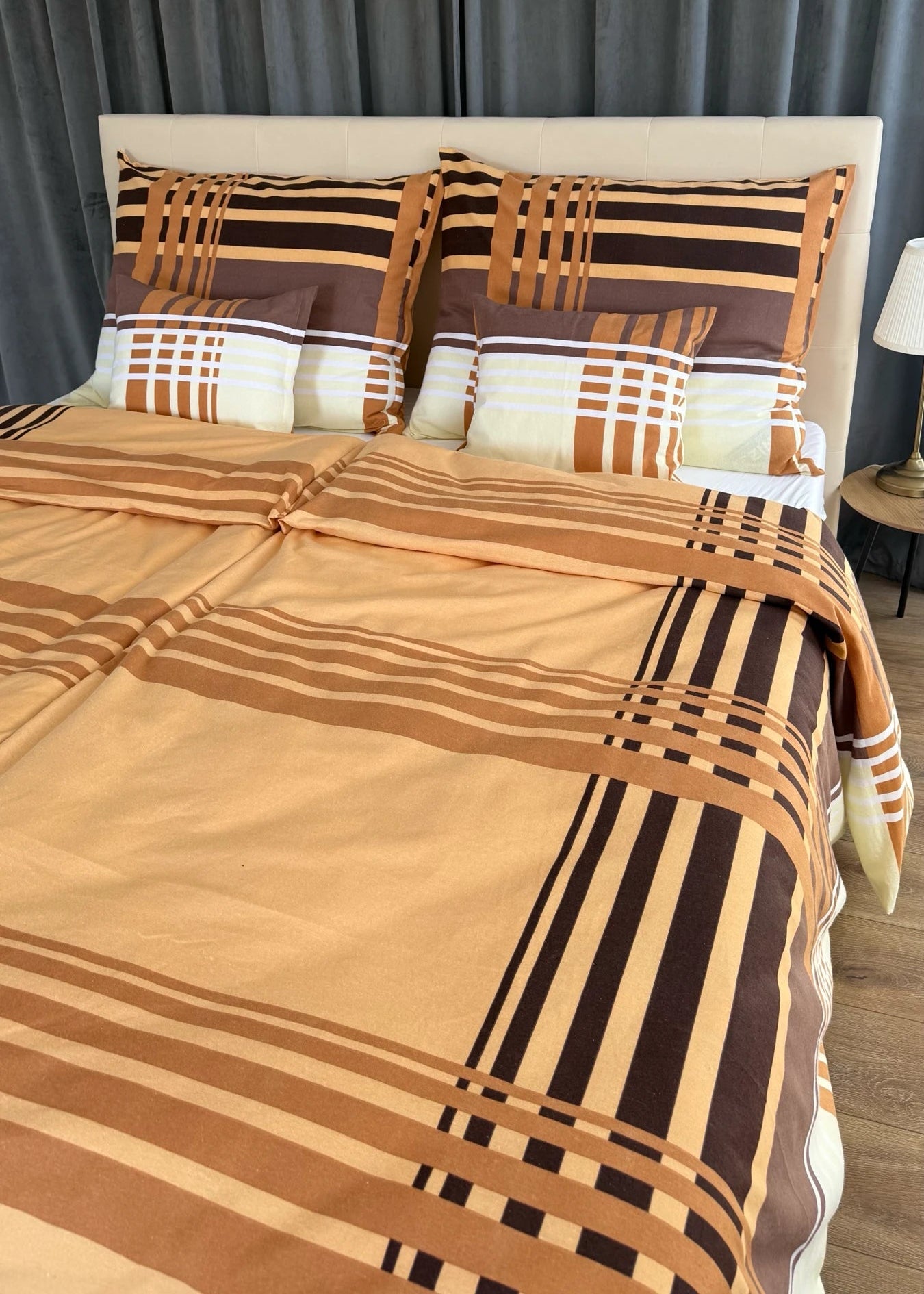 Flanell-Bettwäscheset - 3-teilig - Beige/Weiß