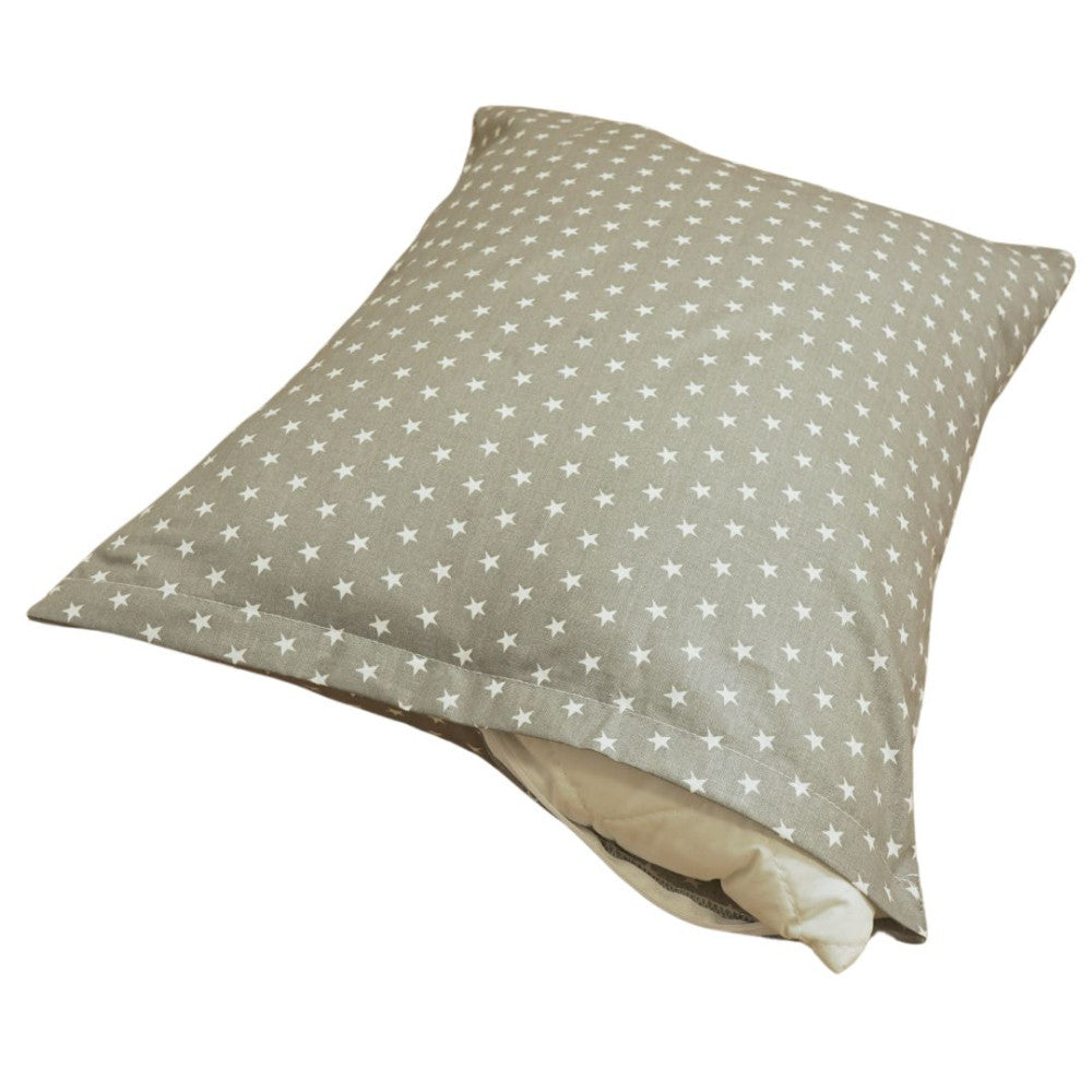 Cotton pillowcase - Gray and white stars