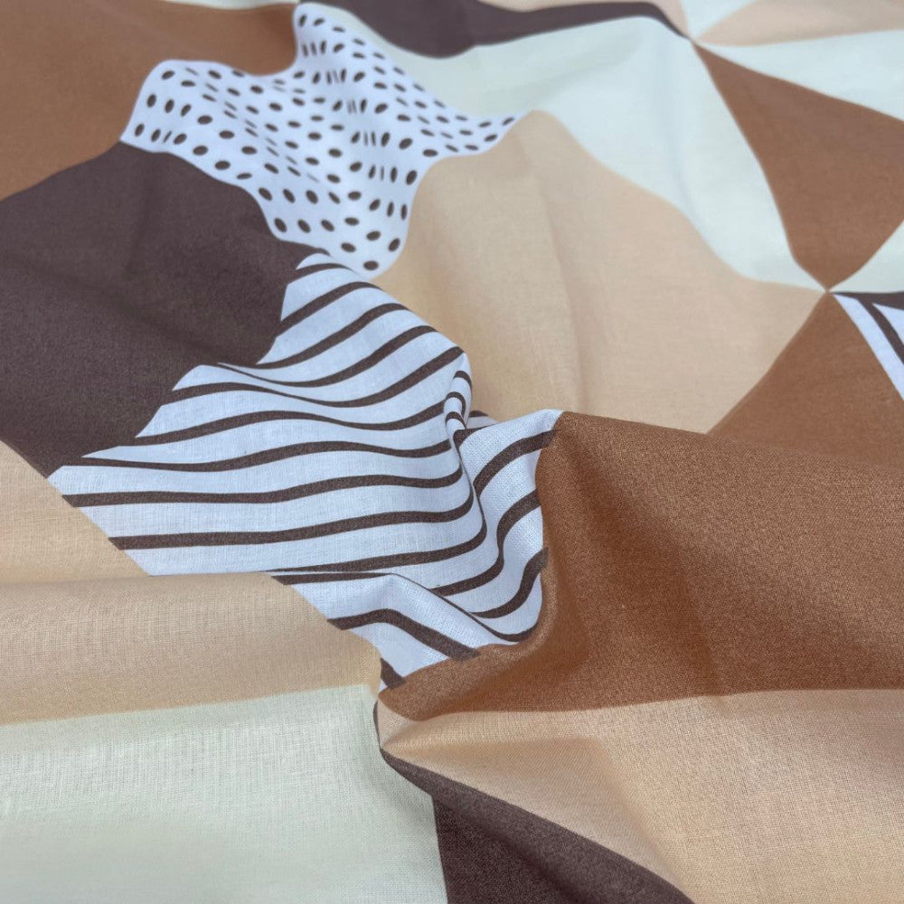 Kissenbezug aus Baumwolle – geometrisches Muster in Braun/Beige