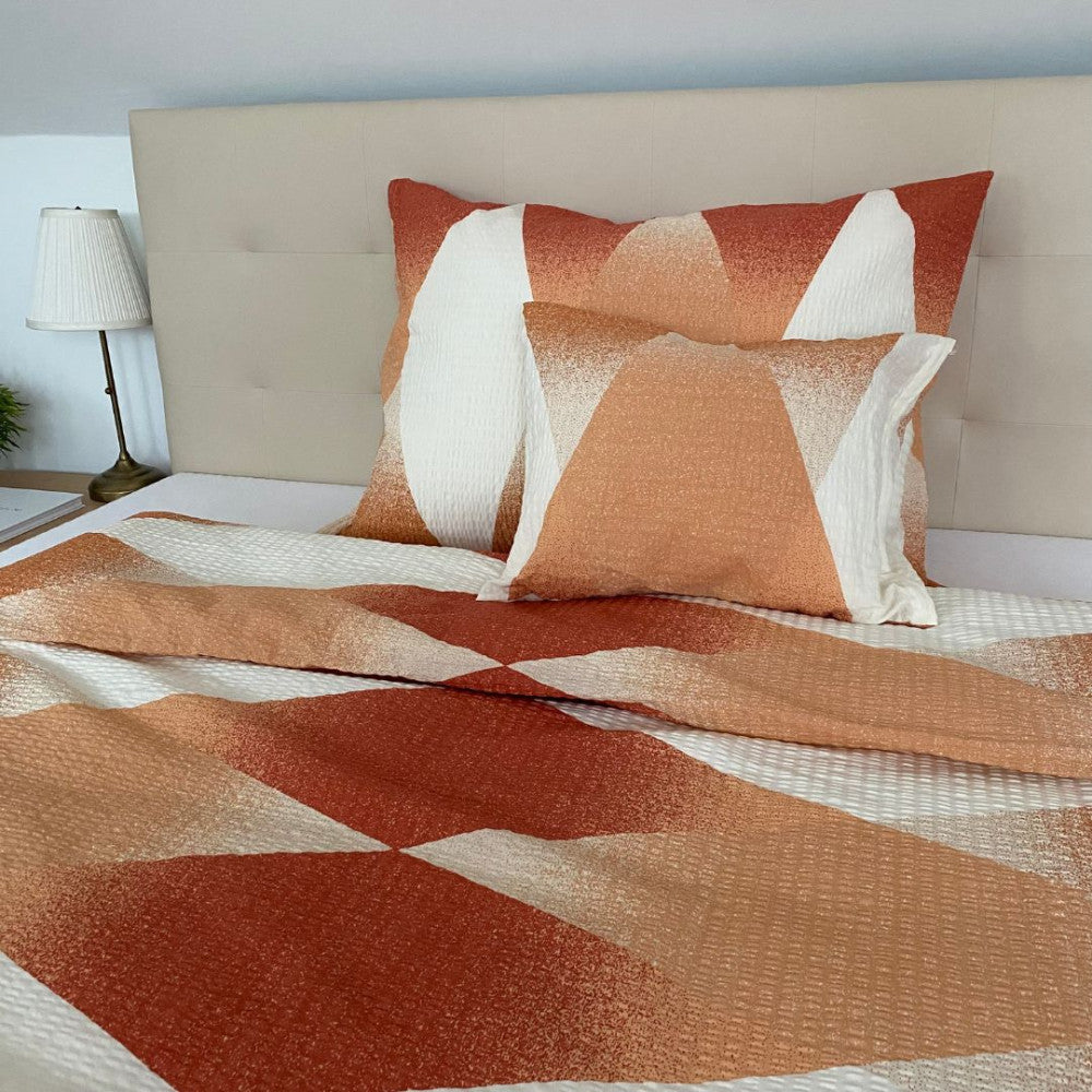 Krepp-Kissenbezug - Orange/Beige Muster 