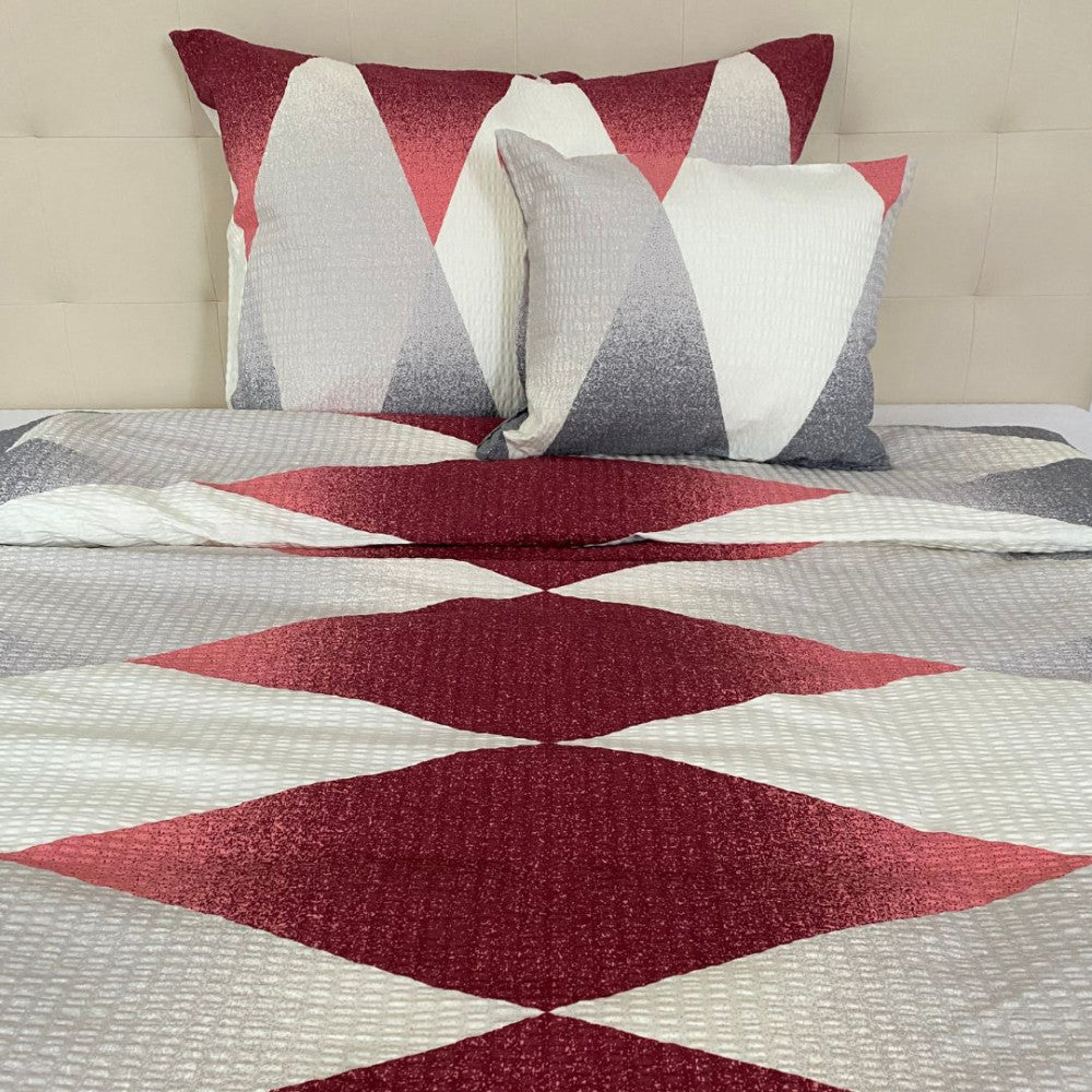 Crepe pillowcase - Burgundy/beige pattern 