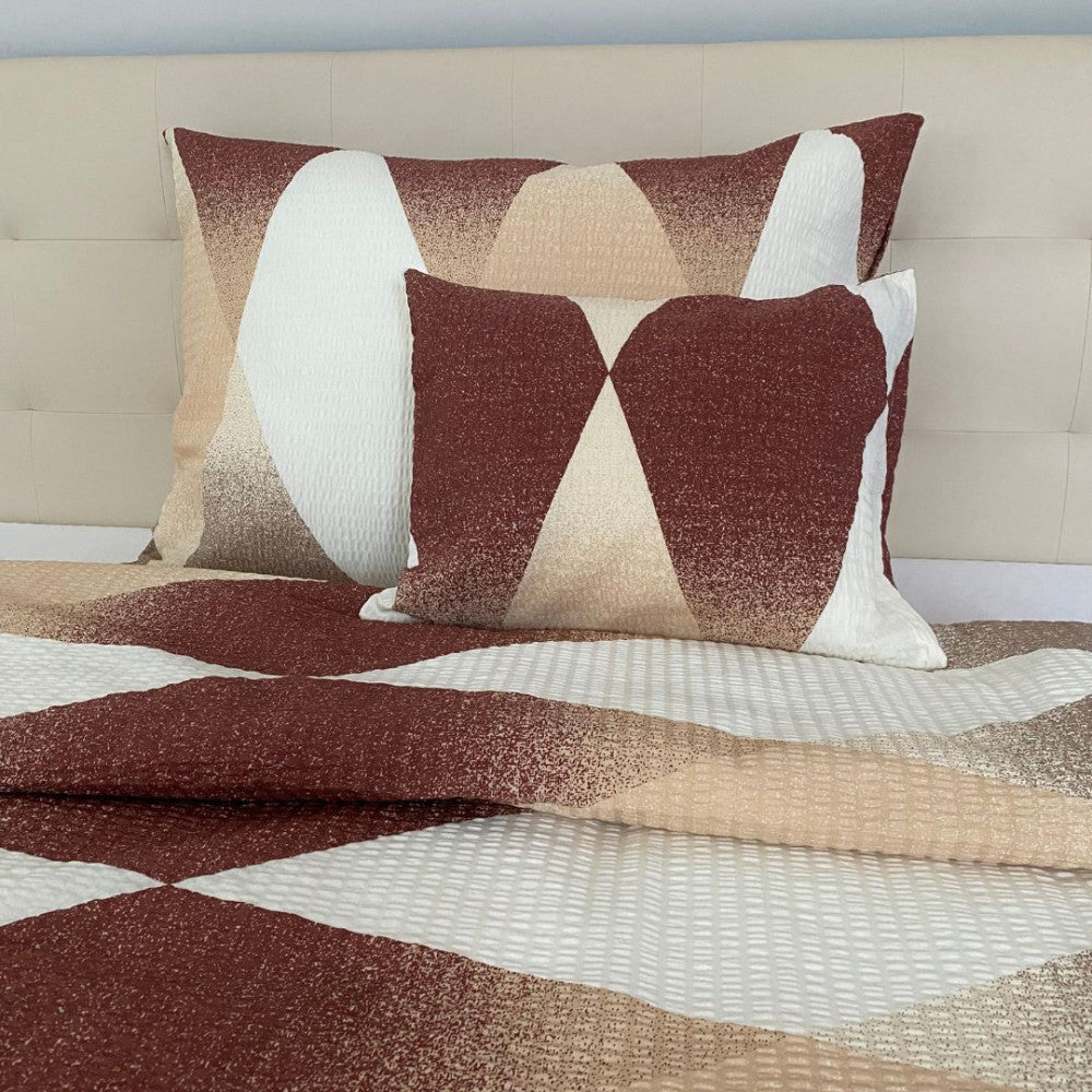 Crepe bed linen set 3 pieces - Brown/beige pattern