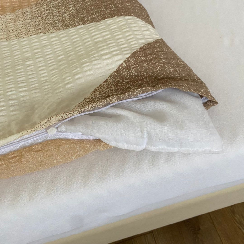 Crepe bed linen set 3 pieces - Brown/beige pattern