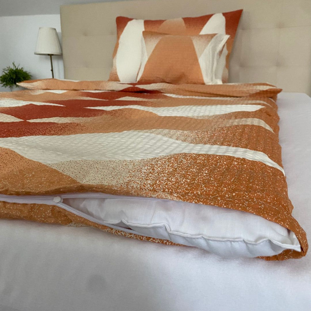 Crepe bedding set 3 pieces - Orange/beige pattern