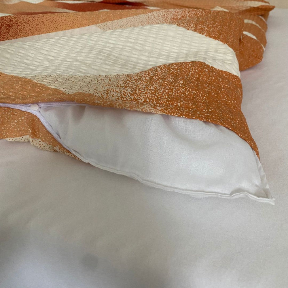 Crepe bedding set 3 pieces - Orange/beige pattern