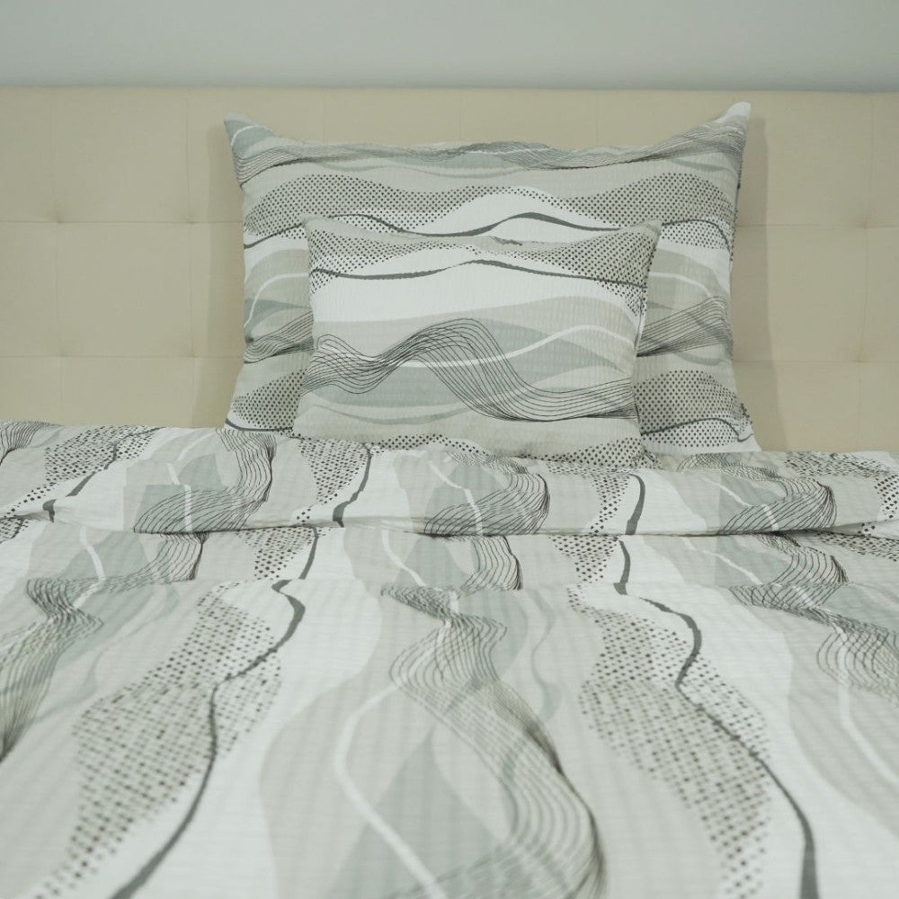 Crepe pillowcase - Gray/white wave