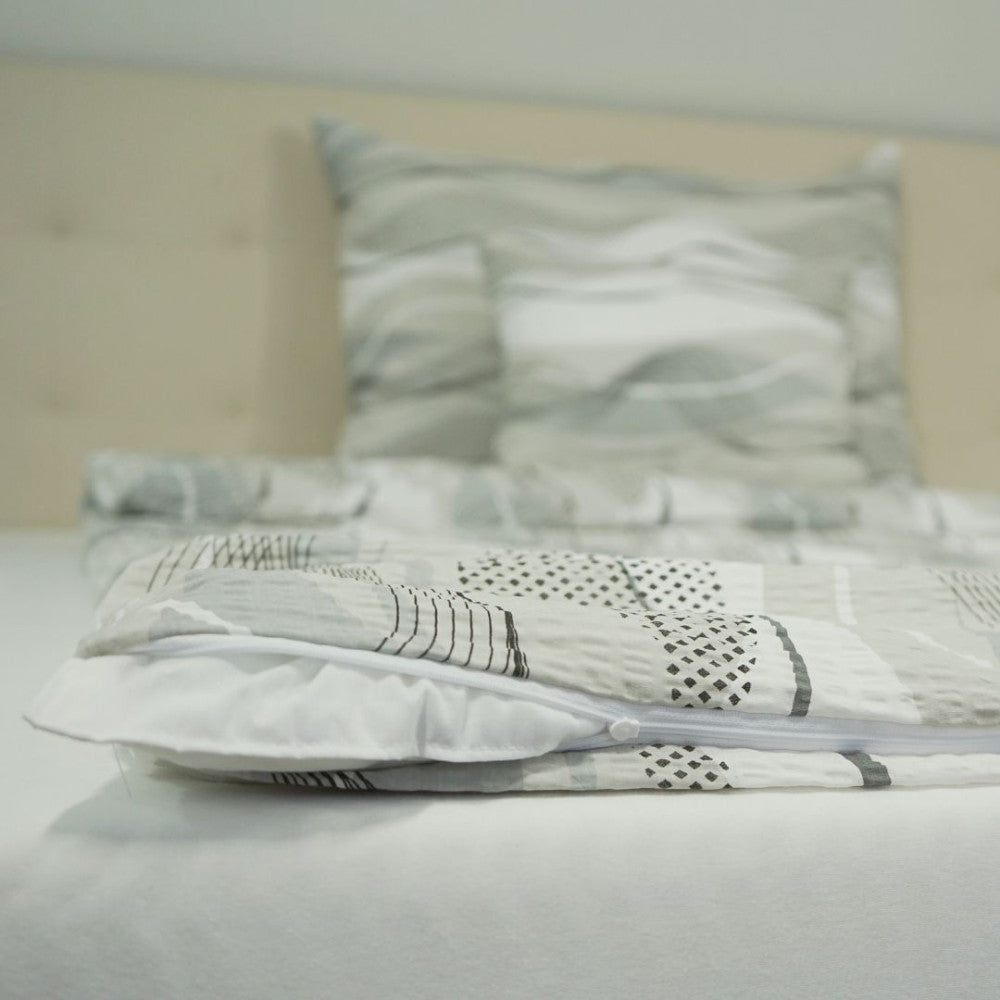 Krepp kispárnahuzat - Szürke/fehér hullám