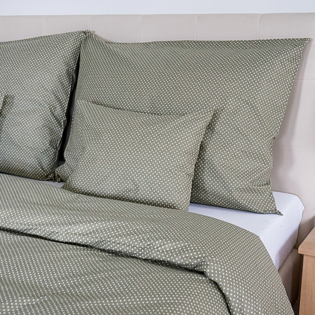 Cotton bed linen set - Blue triangle pattern