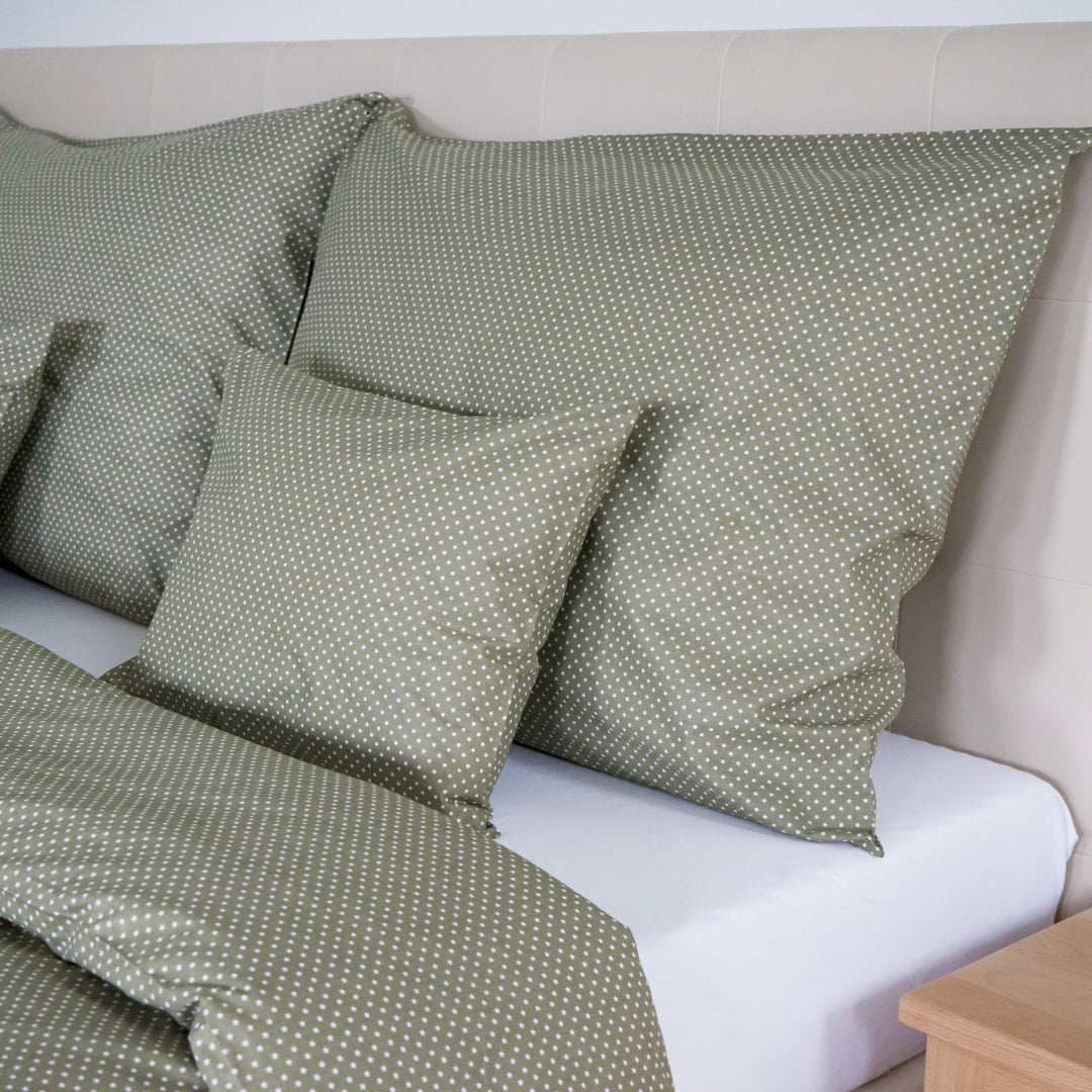 Cotton bed linen set - Blue triangle pattern