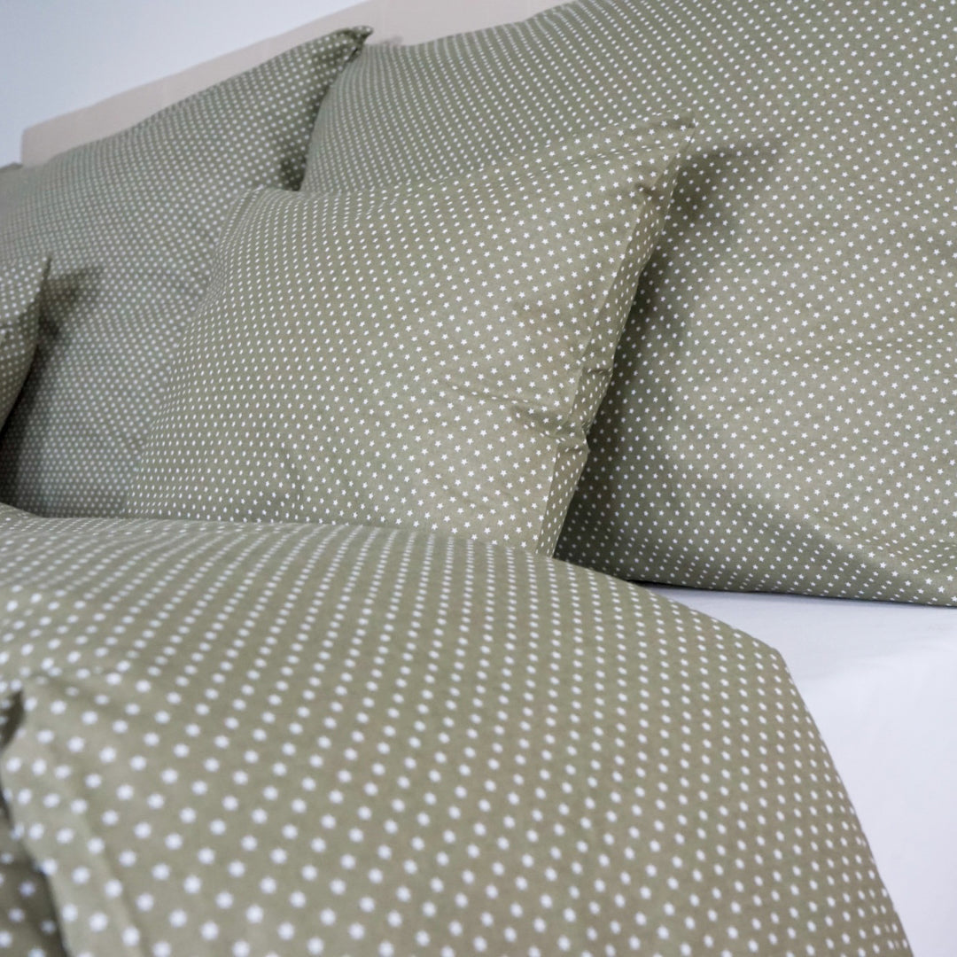 Cotton bed linen set - Blue triangle pattern
