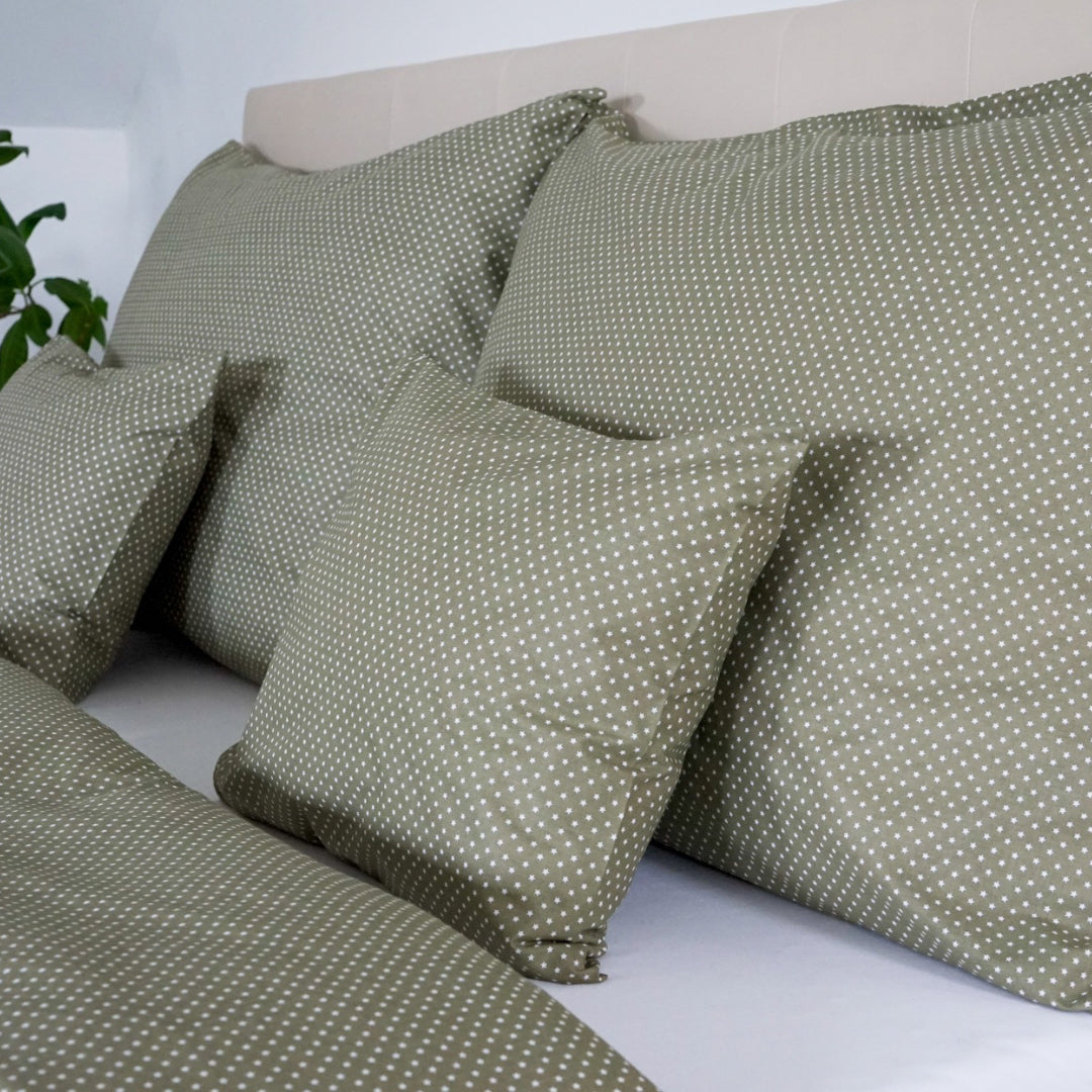 Cotton bed linen set - Blue triangle pattern