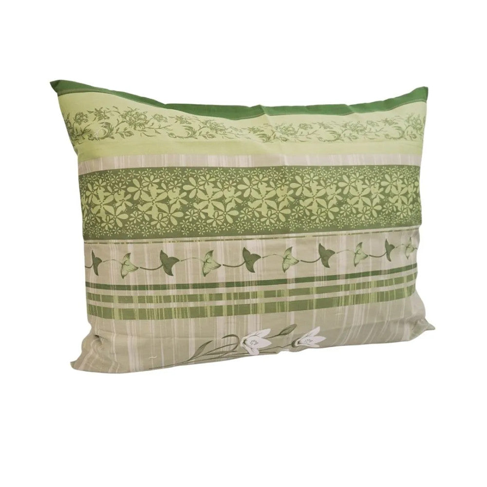 Cotton large pillowcase - Green floral