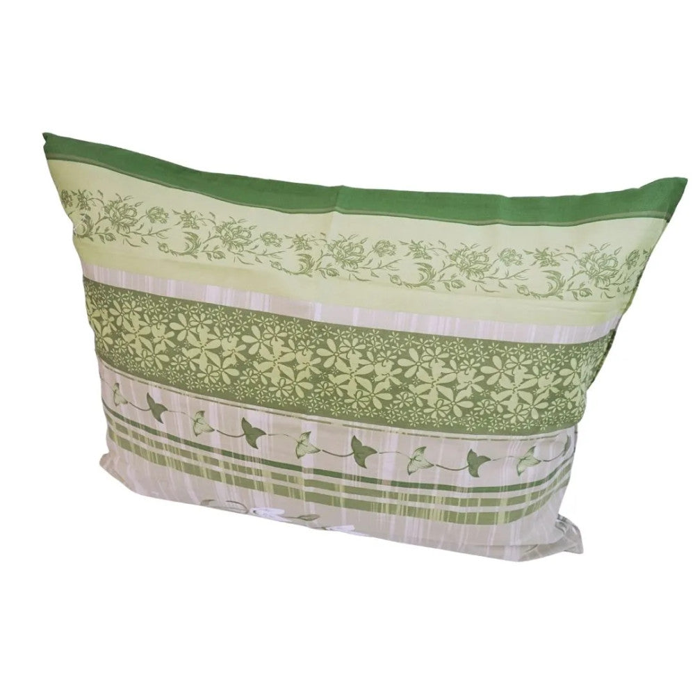 Cotton large pillowcase - Green floral