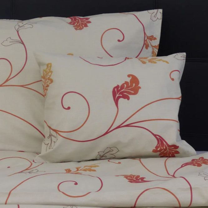 Cotton pillowcase - Beige/leaf