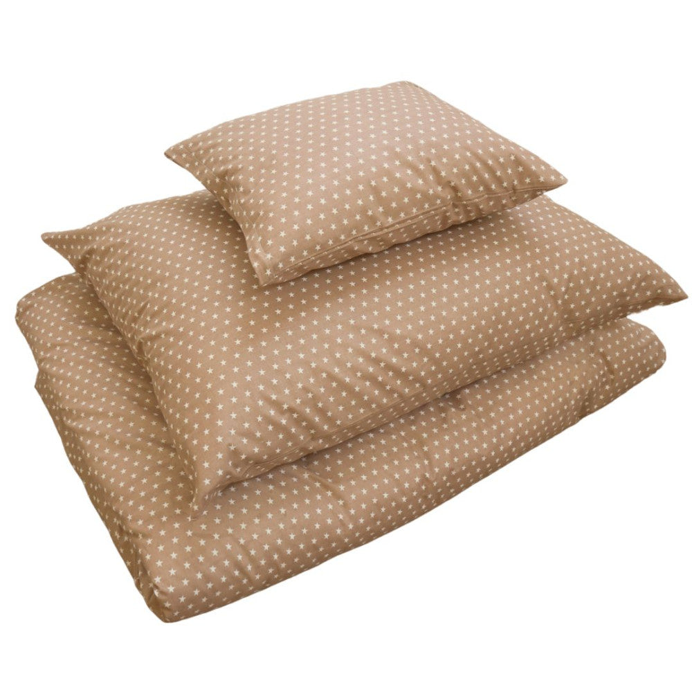 Pamut ágyneműhuzat garnitúra - 3 db-os - Barna-fehér csillagos