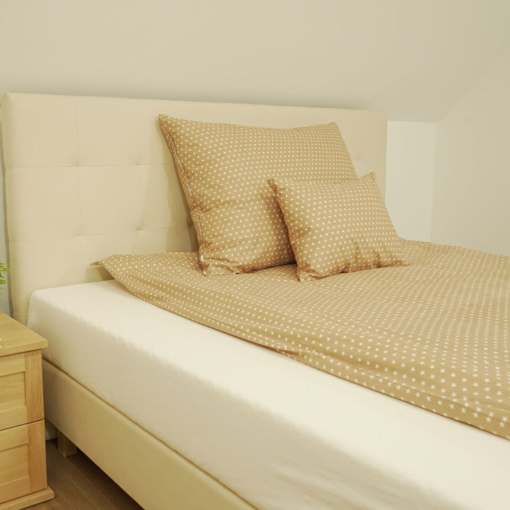 Pamut ágyneműhuzat garnitúra - 3 db-os - Barna-fehér csillagos