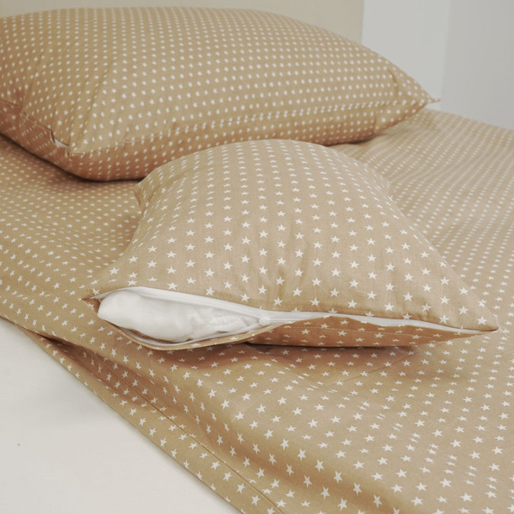 Pamut ágyneműhuzat garnitúra - 3 db-os - Barna-fehér csillagos