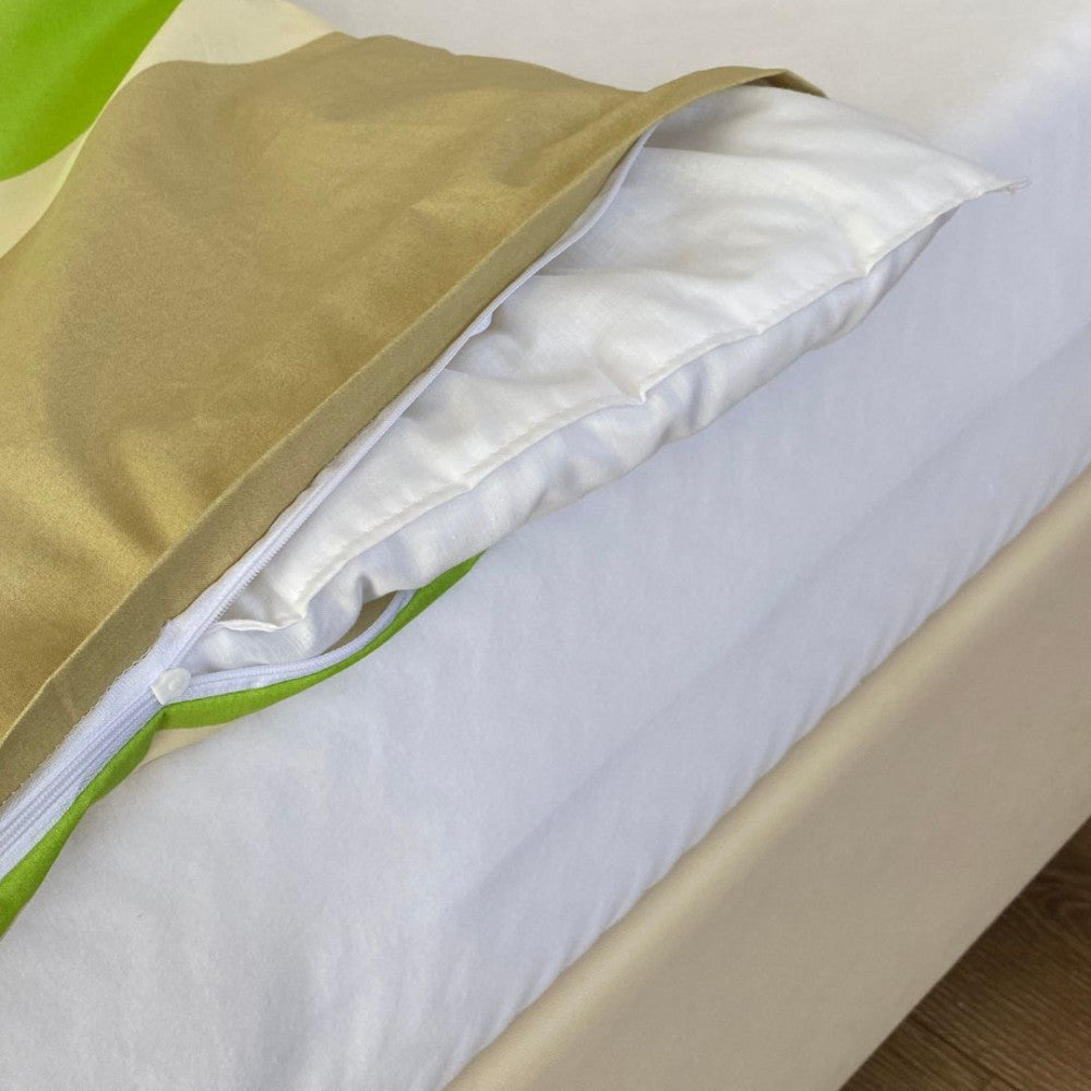 Pamut ágyneműhuzat garnitúra - 3 db-os - Zöld/bézs mintás